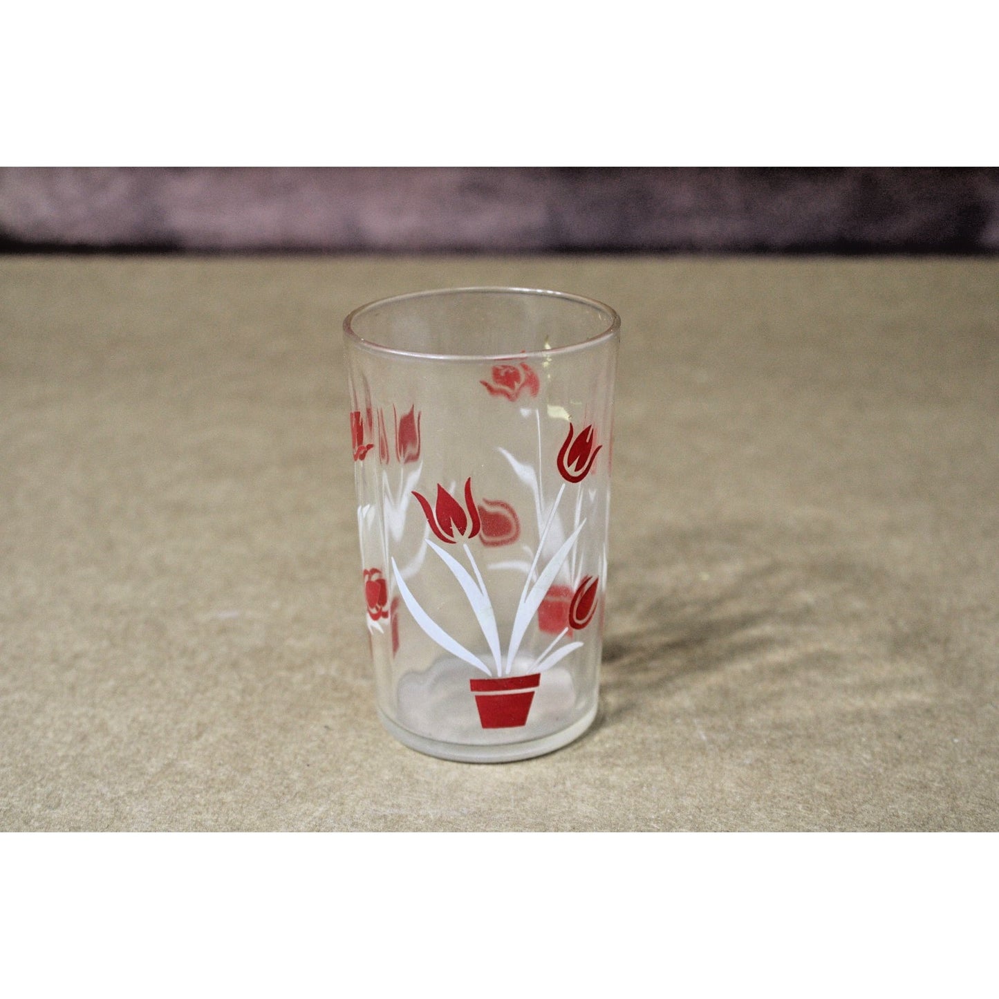 Vintage Juice Glass SWANKY SWIG KRAFT Jelly Jar Red & White Tulip Flowers