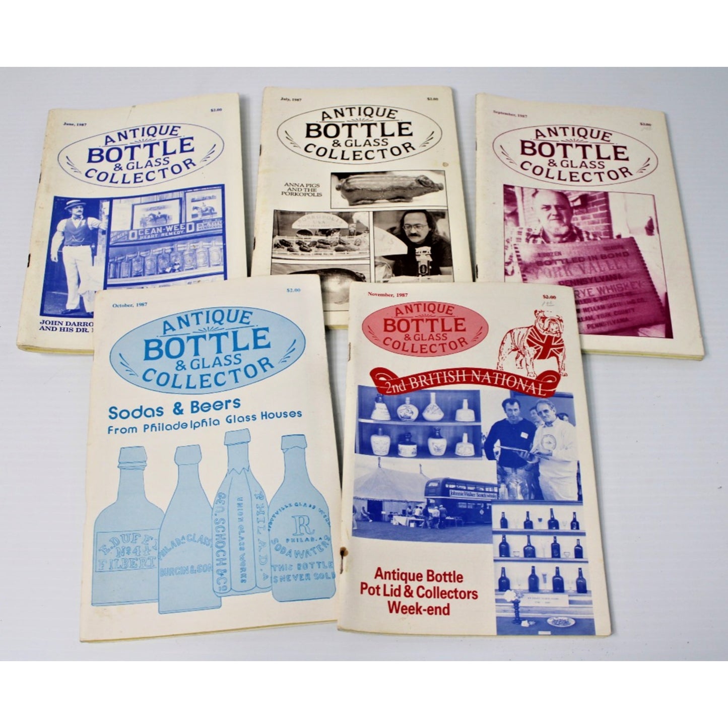 Lot of 5 Issues "Antique Bottle & Glass Collector" June to November 1987