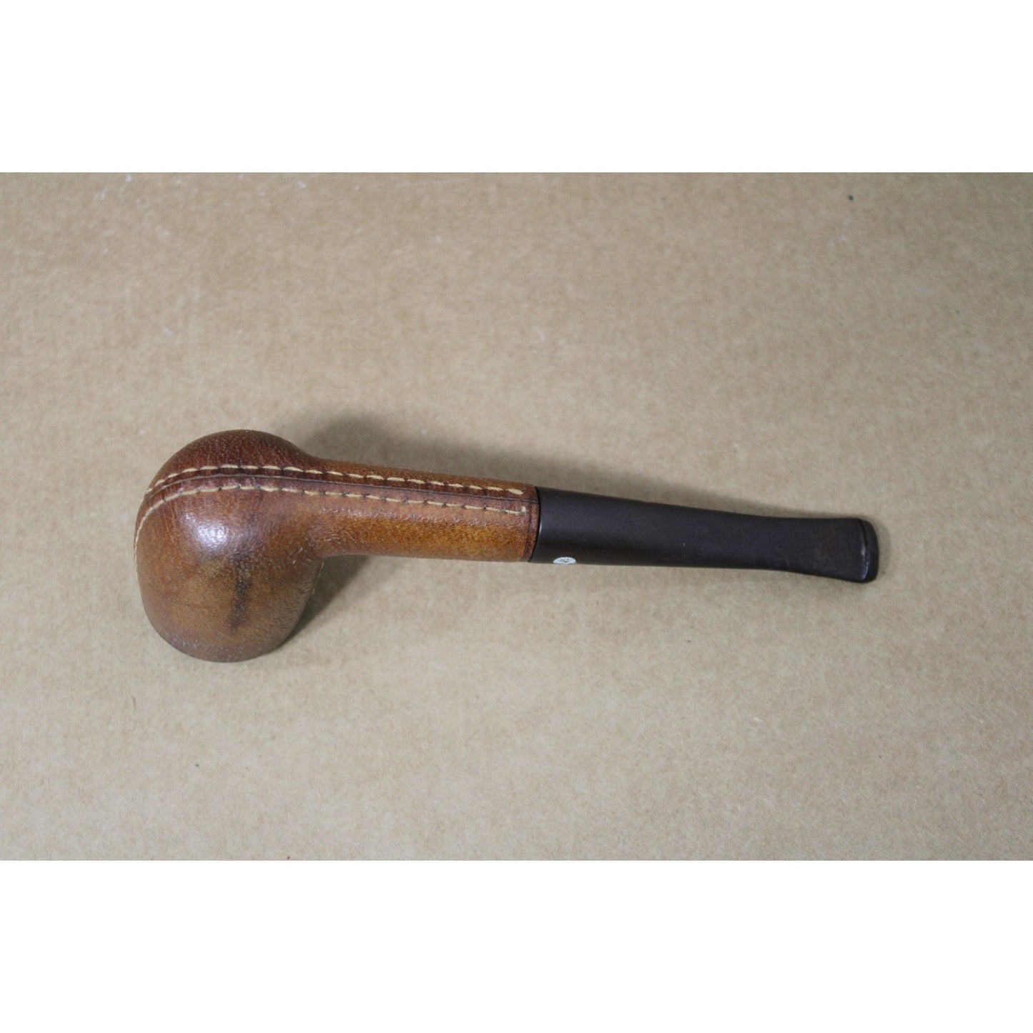 Vintage French Leather-Covered Tobacco Pipe, Jeantet of Saint-Claude