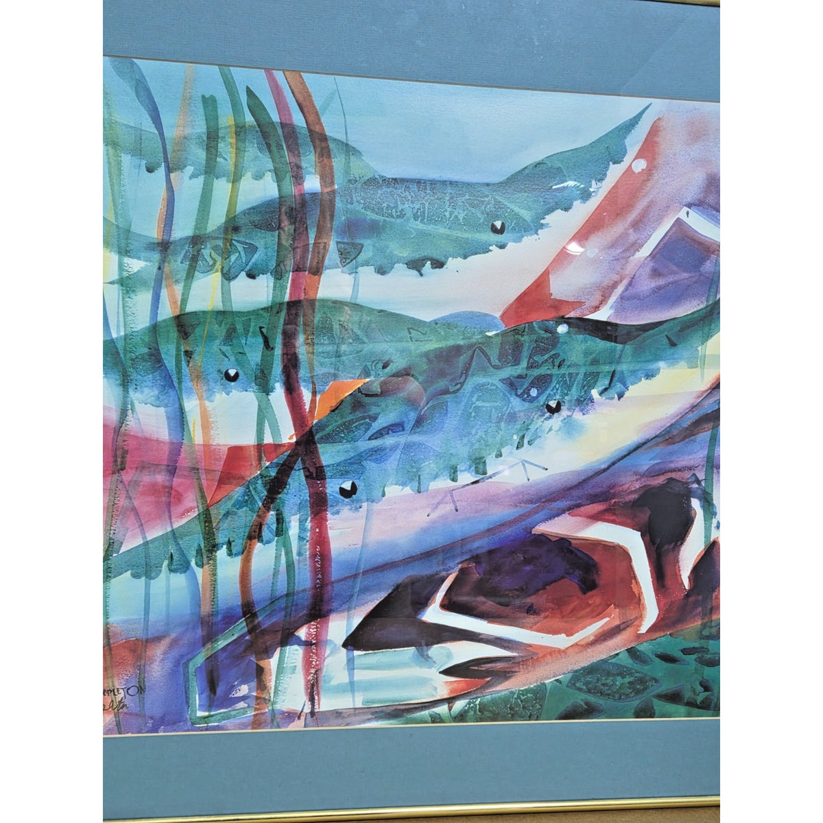 Large Signed R.E. Templeton Ltd Edition Marine Art - Abstract Stingrays
