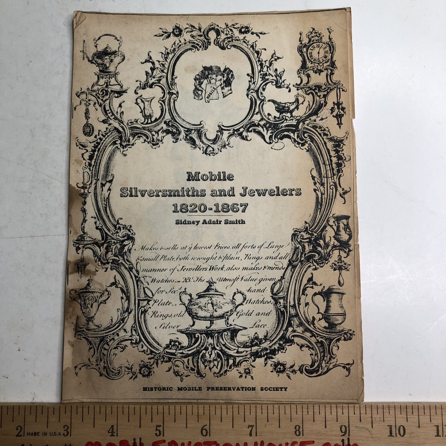 1970 Reprint Of Mobile Alabama Silversmiths And Jewelers 1820-1867 Sidney Smith