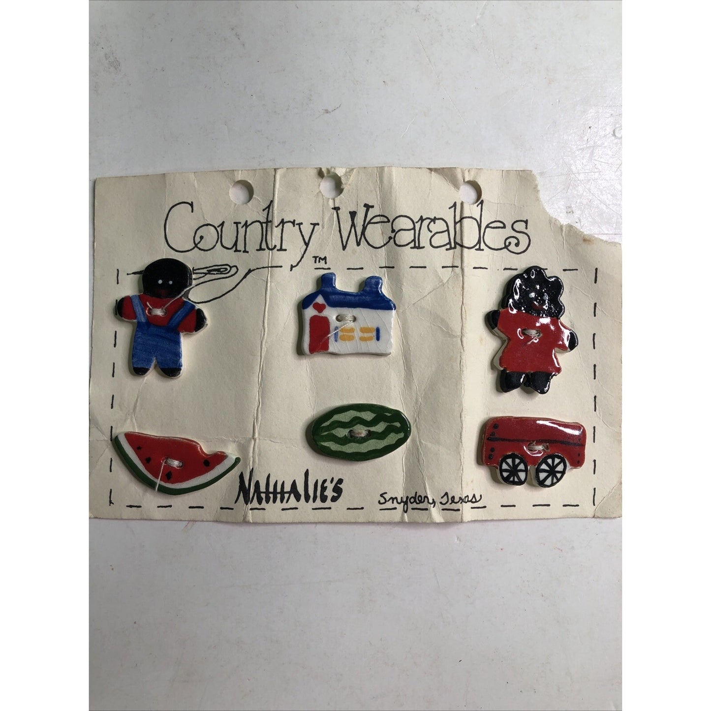 Vintage BUTTONS Nathalie’s Country Wearables Set 6 Snyder Texas