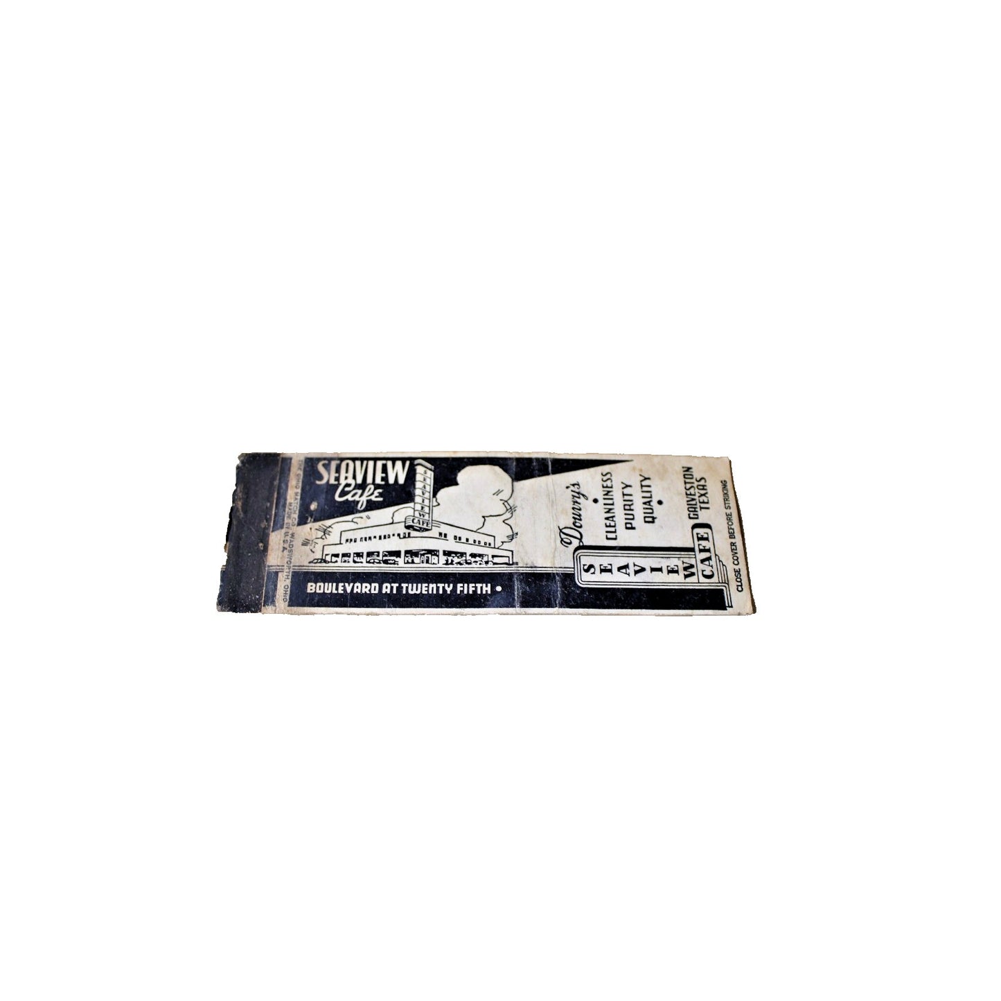 Vintage Mid Century Matchbook Cover, Seaview Cafe, Galveston, Texas