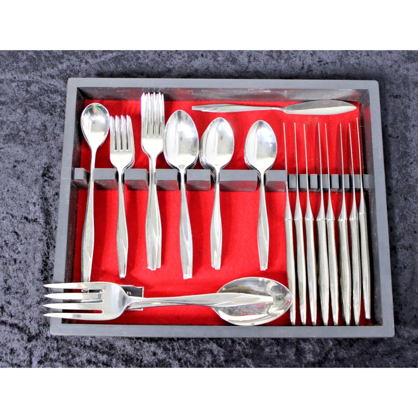 58 Pc. Gorham Stegor WAIKIKI Stainless Glossy Silverware Flatware, Vintage 1960s