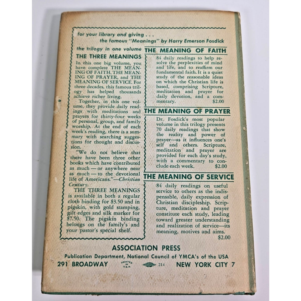 1958 Harry Emerson Fosdick The Manhood of the Master Vintage Devotional