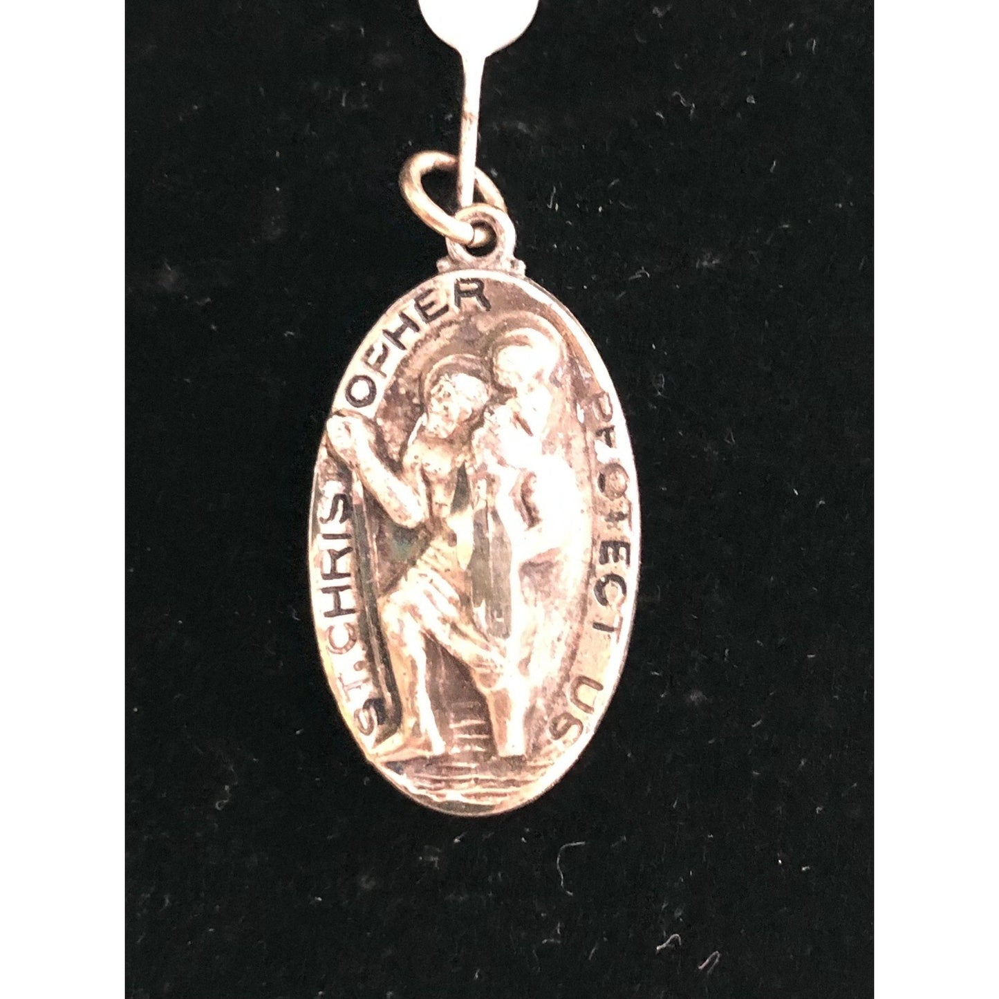 Antique Harry F. Barrows Sterling St. Christopher Medal Pendant Charm