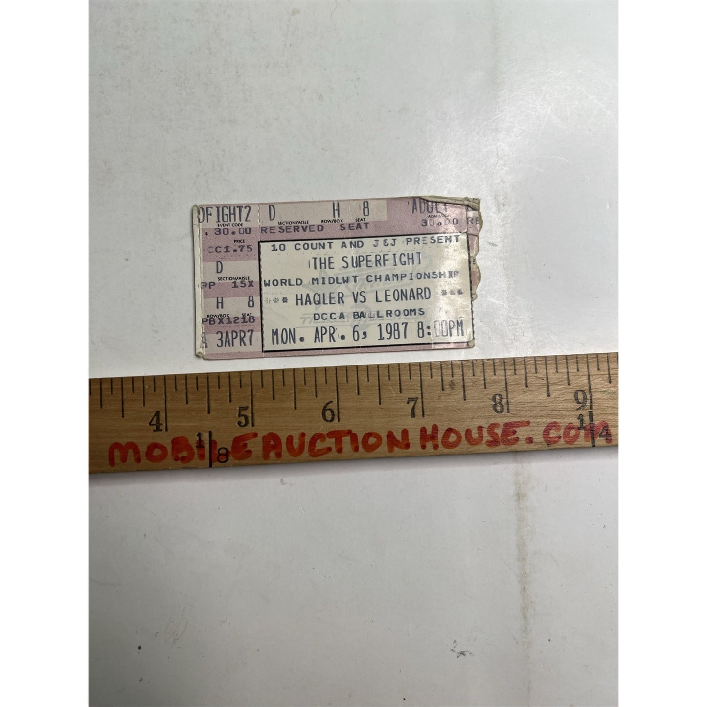 1987 Ticket The SUPERFIGHT Hagler vs Leonard World Middleweight Championship