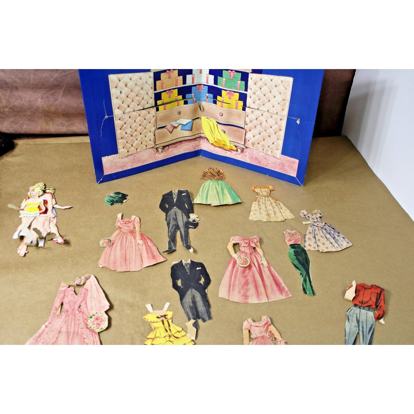 1954 Here's the Bride Original Paper Dolls, Six Dolls and Clothes Mid Century