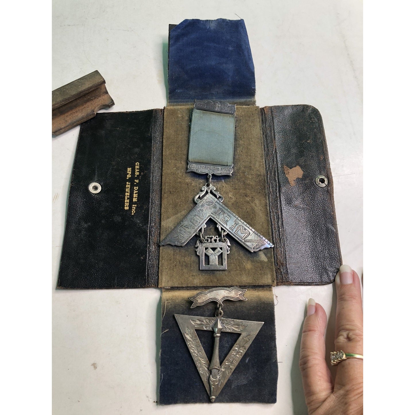 Masonic Past Master Emblem of Office 1947 Coalport Lodge No. 574 Ribbon Bar