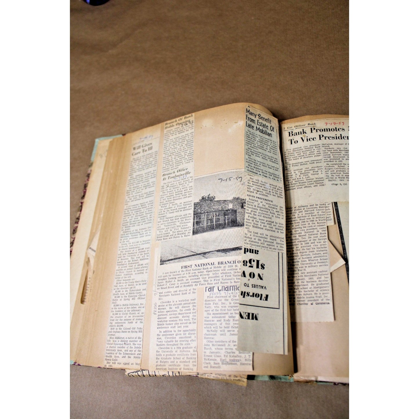 Vintage 1957 Mobile, AL Scrapbook Featuring Sports, Mardi Gras, Business News