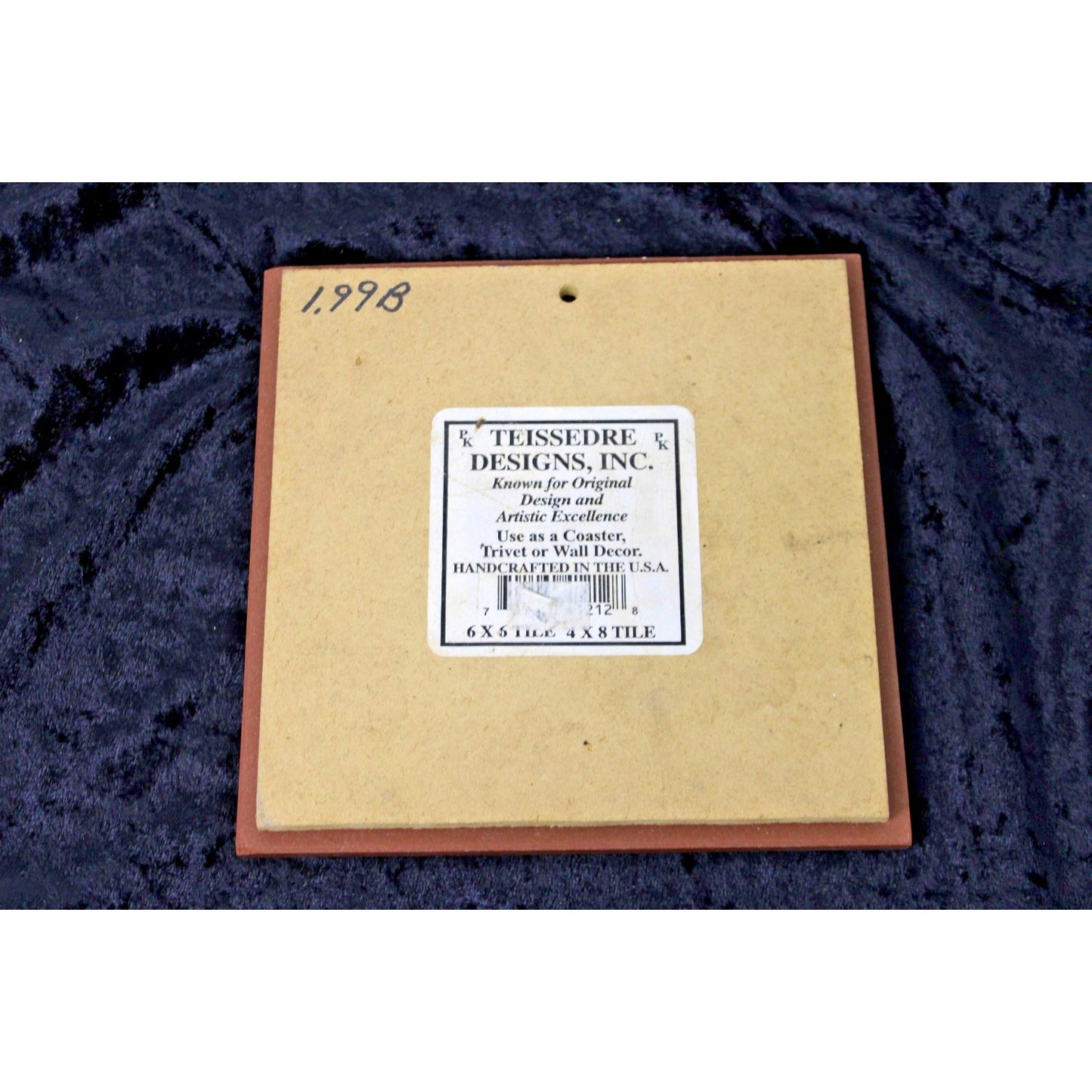 Cleo Teissedre Tile Roadrunner Bird Nesting Ceramic Trivet Coaster, 6" x 6" Aqua