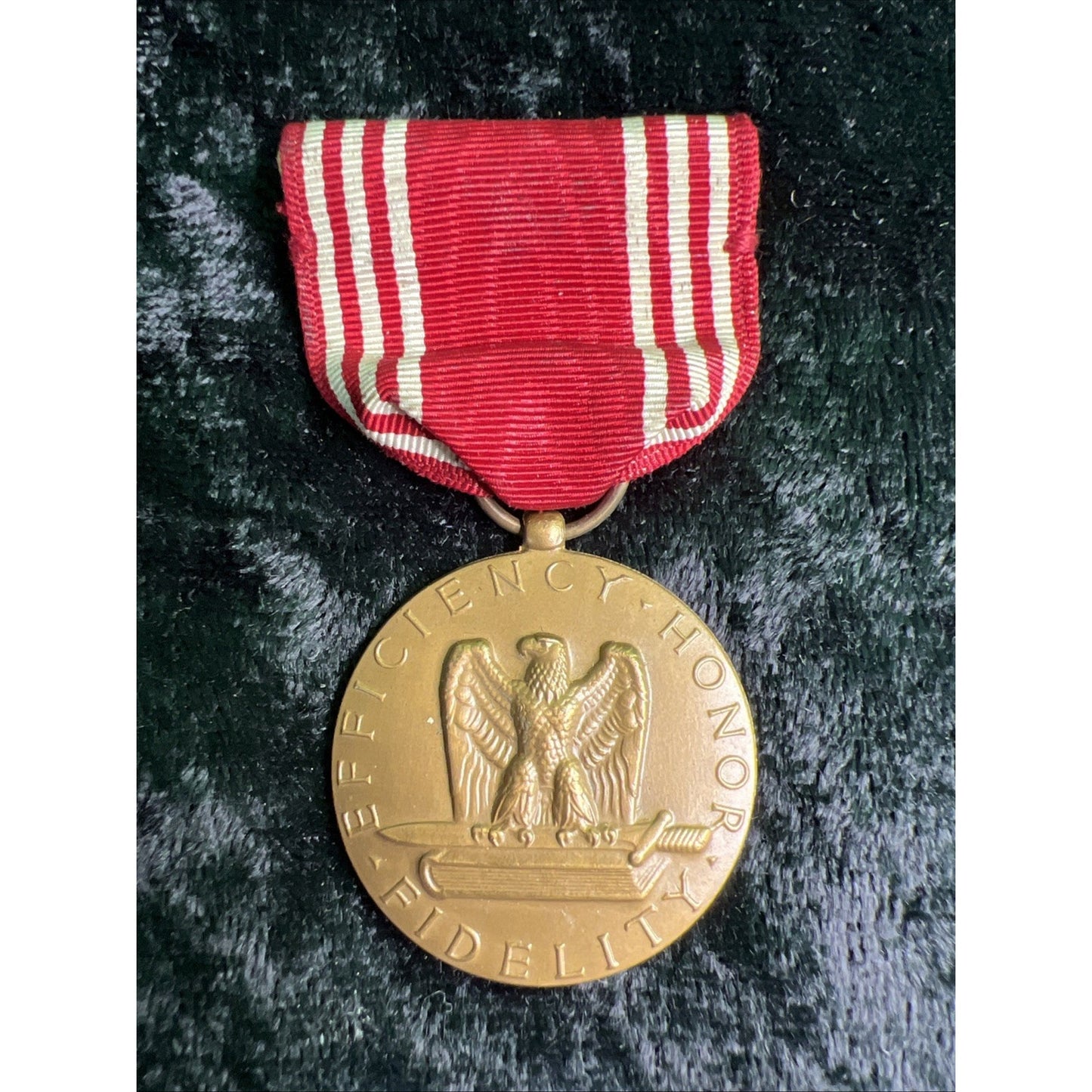 WW2 US ARMY GOOD CONDUCT MEDAL on RIBBON with PIN Efficiency Honor Fidelity