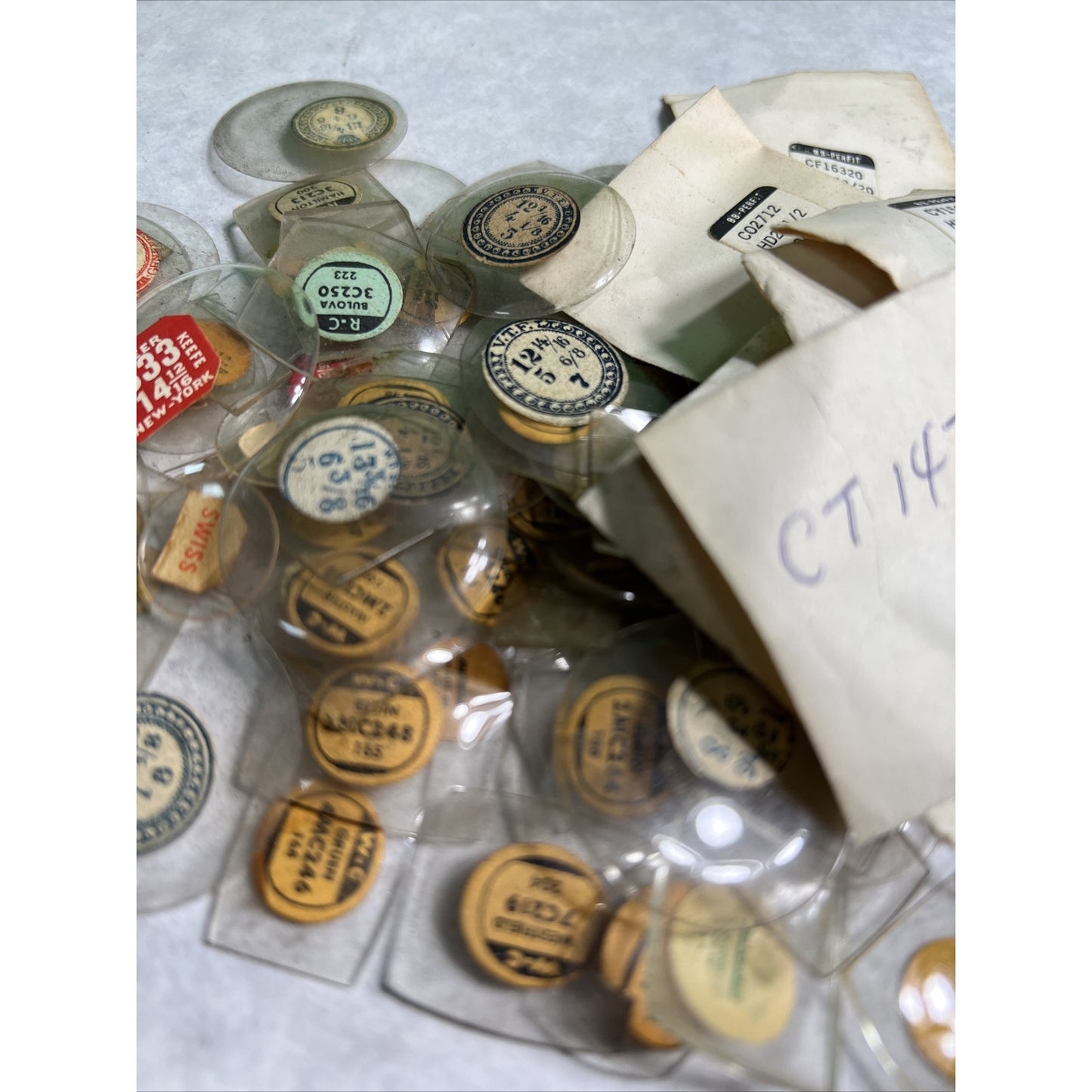 Assorted lot of 100 wrist Watch Glass Crystals new old stock NOS