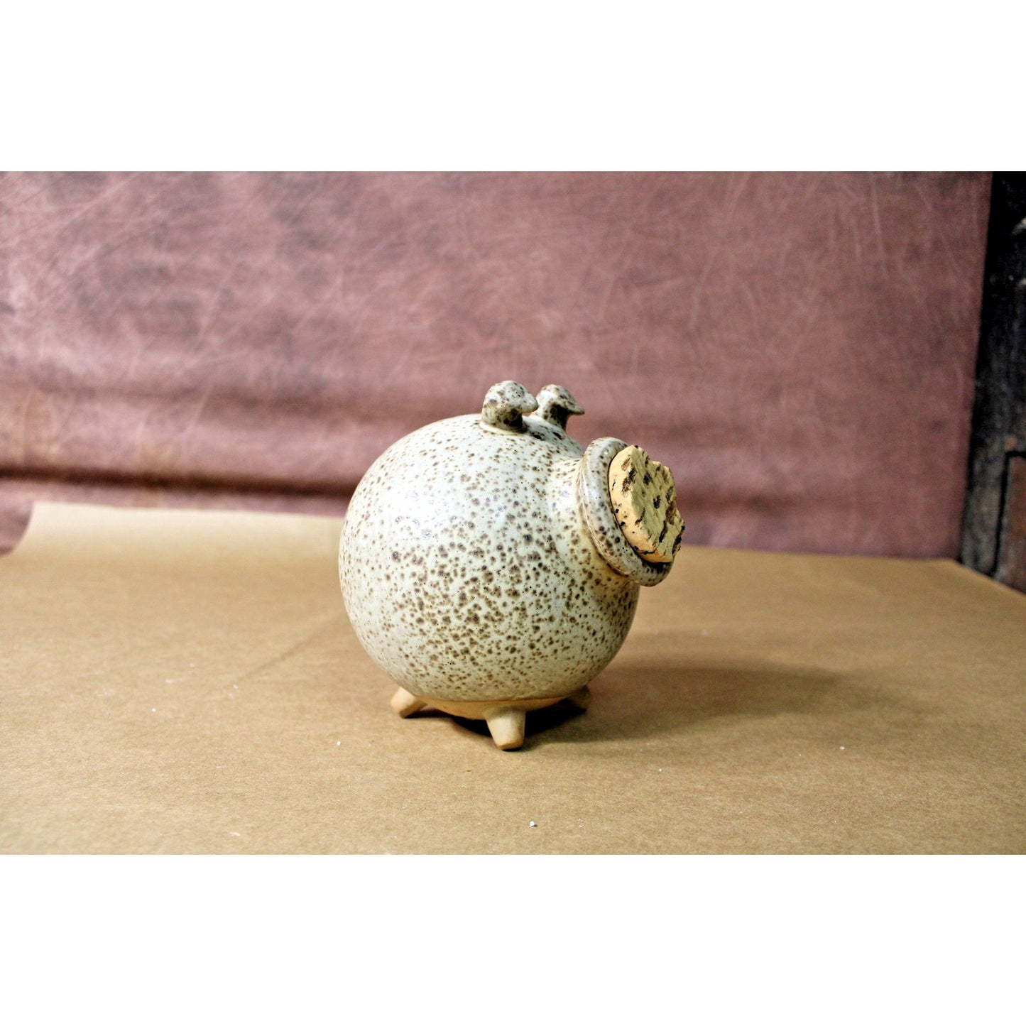 Rare Vintage Fitz and Floyd Ceramic Piggy Bank 1977 Japan, Rustic Unusual Unique