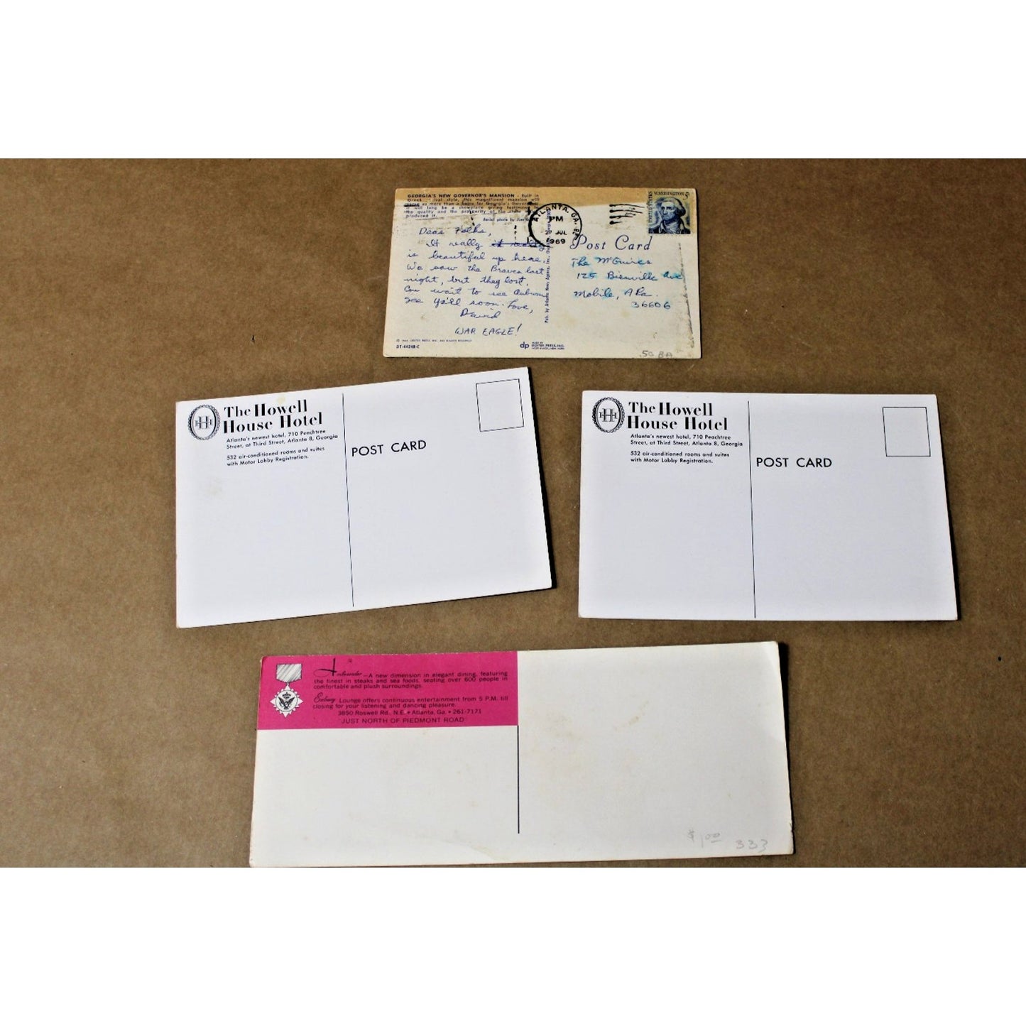 4 Vintage Mid-Century Atlanta, Georgia Travel Postcards