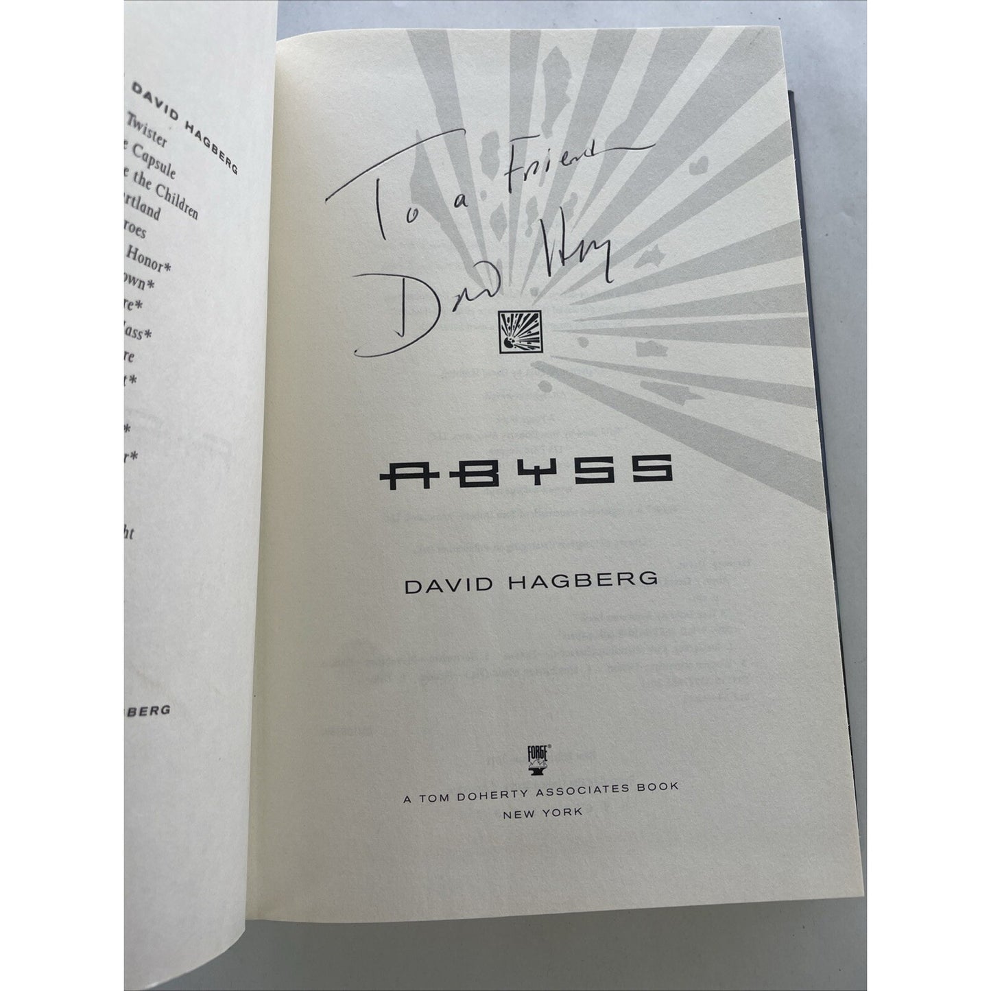 McGarvey Ser.: Abyss by David Hagberg (2011, Hardcover) SIGNED BY AUTHOR