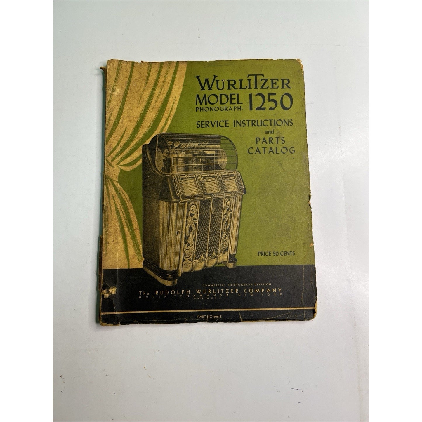 WURLITZER MODEL 1250 Phonograph Service Instructions & Parts Catalog Juke Box