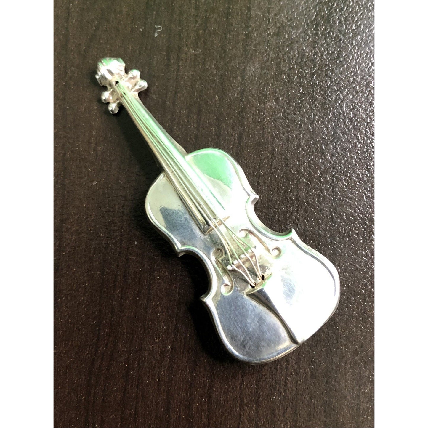 Vintage Lang Sterling Silver Violin Cello Pin Brooch 2.4"x.75" Music Instrument