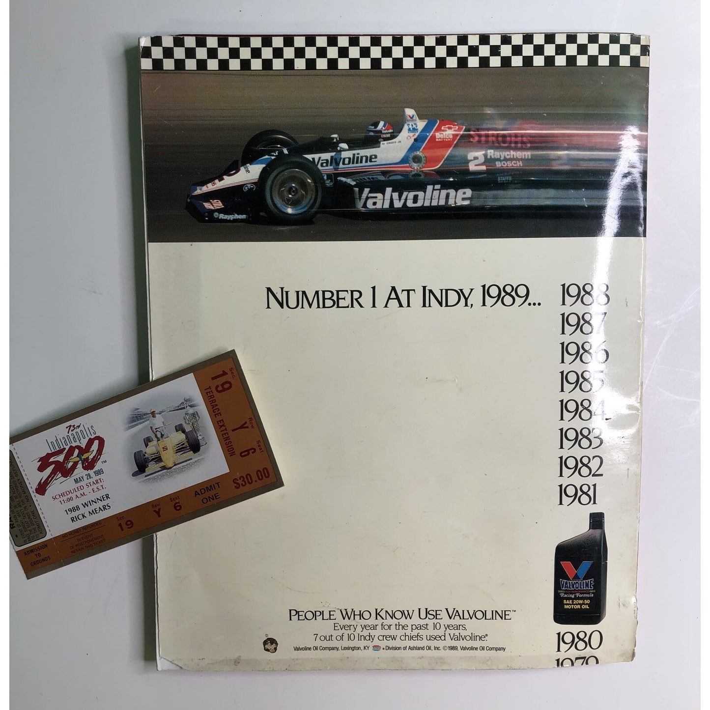 1989 73rd Annual Indianapolis 500 Official Program And Ticket