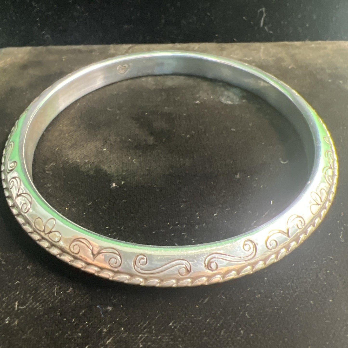 Brighton Silver Tone Bangle Bracelet Etched Design