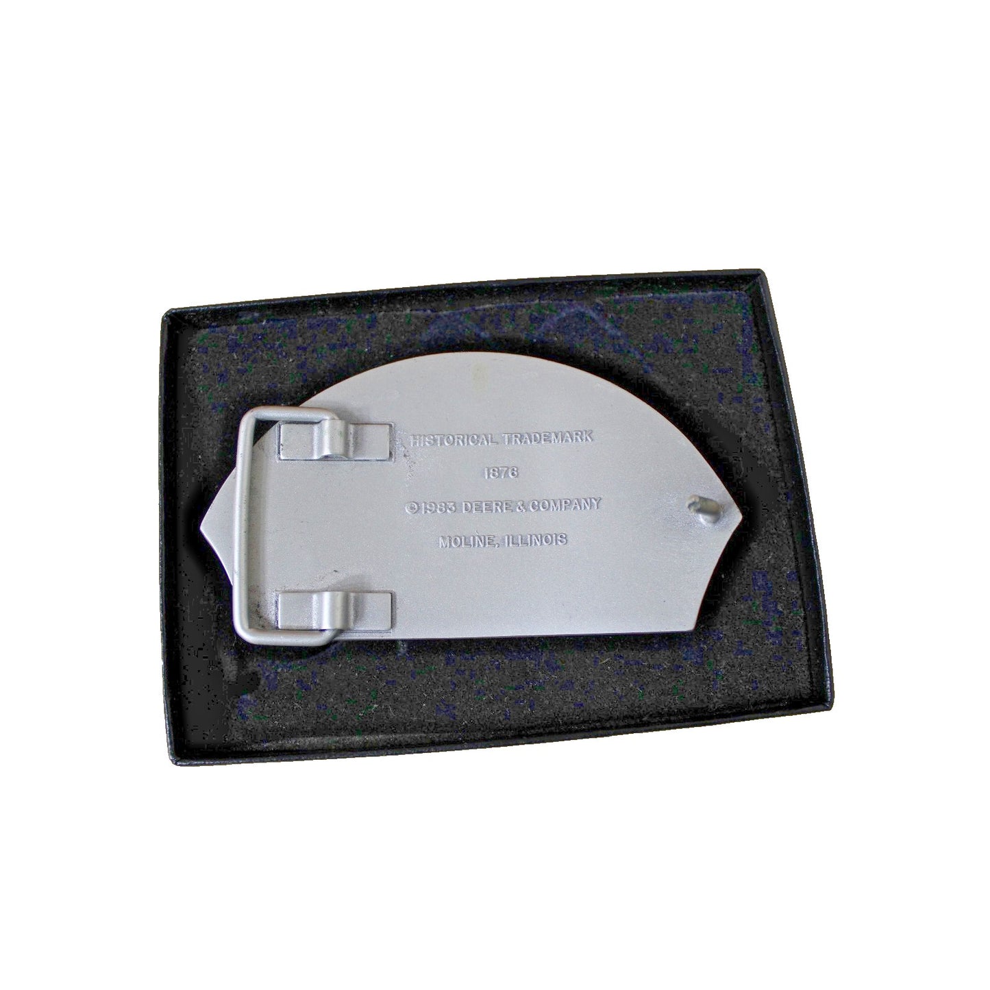 Vintage Pewter John Deere Belt Buckle Moline, Illinois Historical Trademark 1876