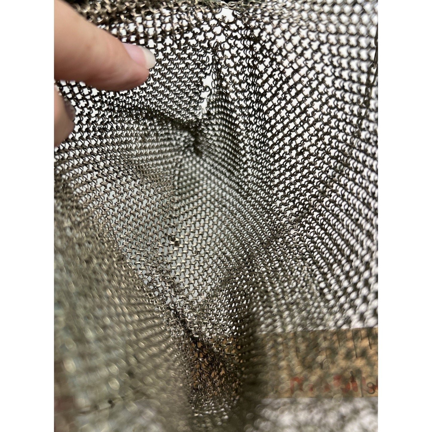 Rare Antique German Silver Chain Mesh Purse Handbag Kiss Closure Marked