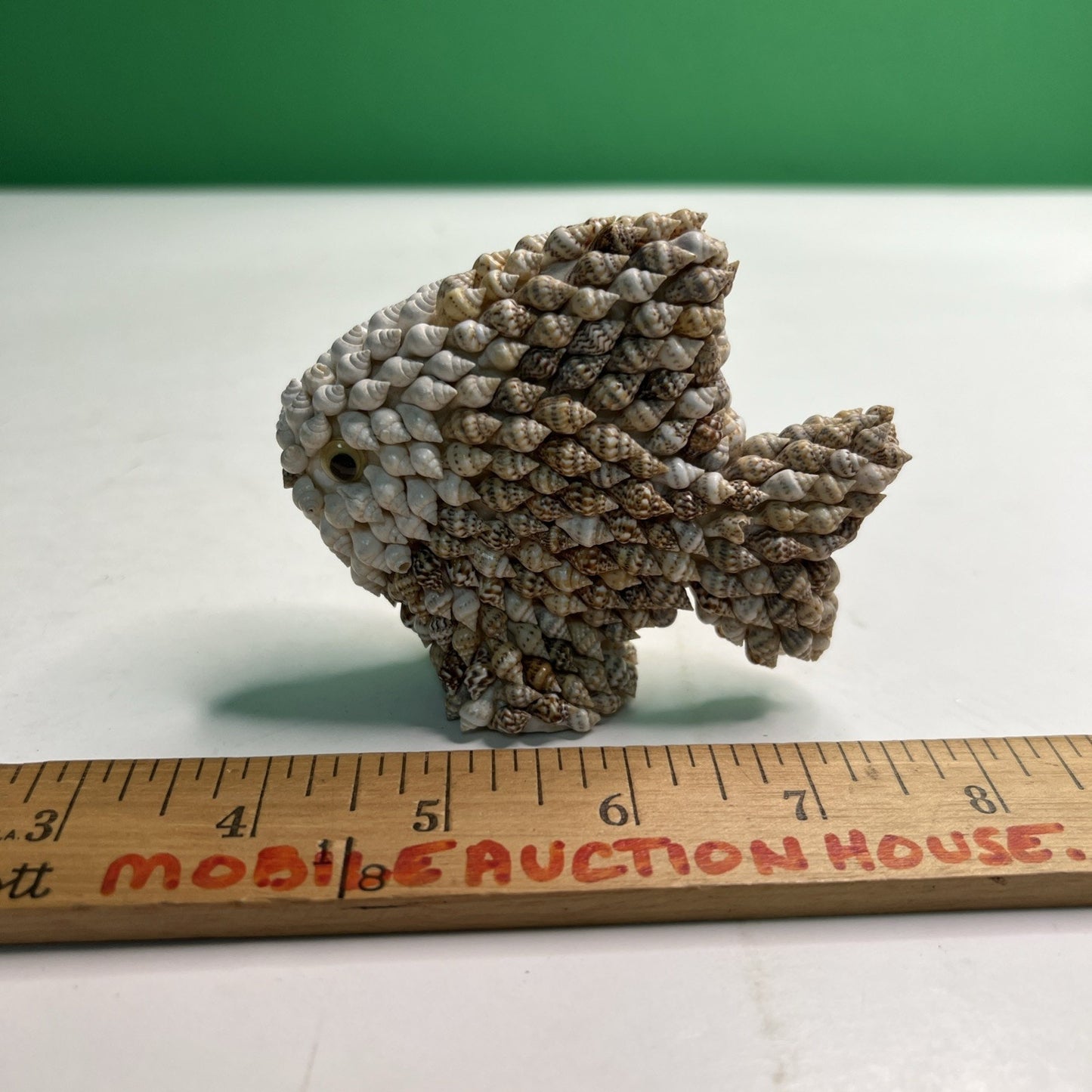 Kitschy Vintage Seashell Art Angelfish Fish Sculpture Figurine