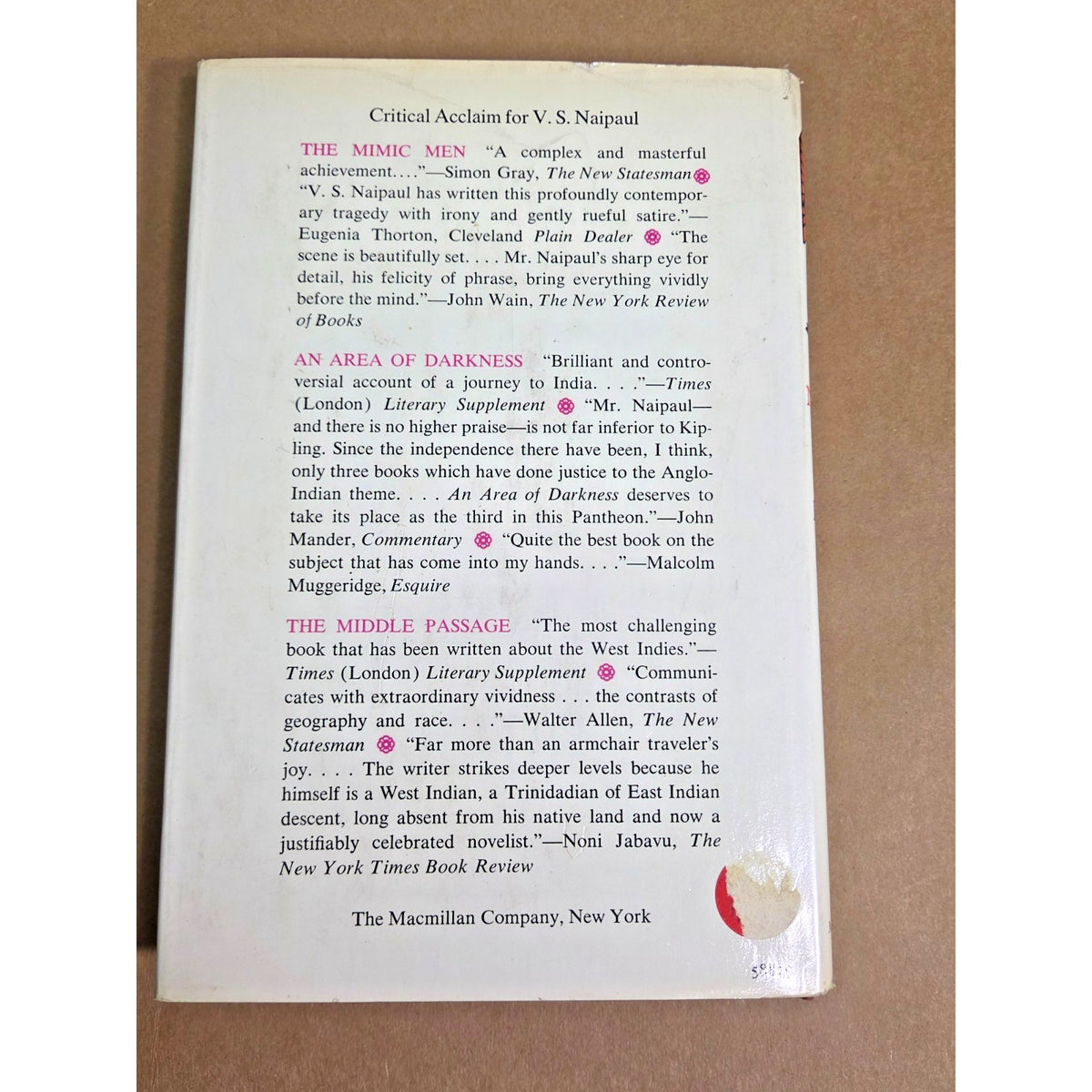 V.S. Naipaul: A Flag on the Island - 1st US Edition 1967 Macmillan Nobel Author