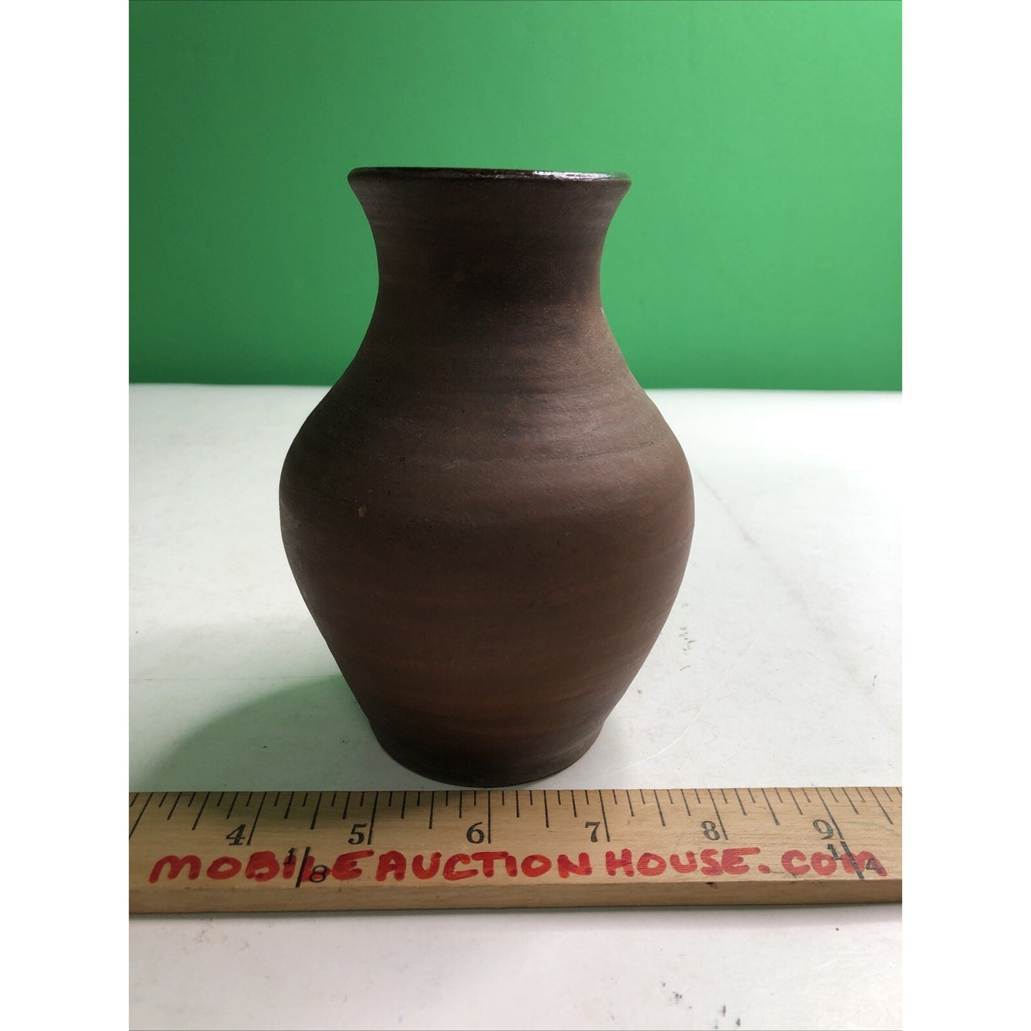 James Towne Collony Pottery Pitcher Hand Thrown Jamestown VA Raku Redware Brown