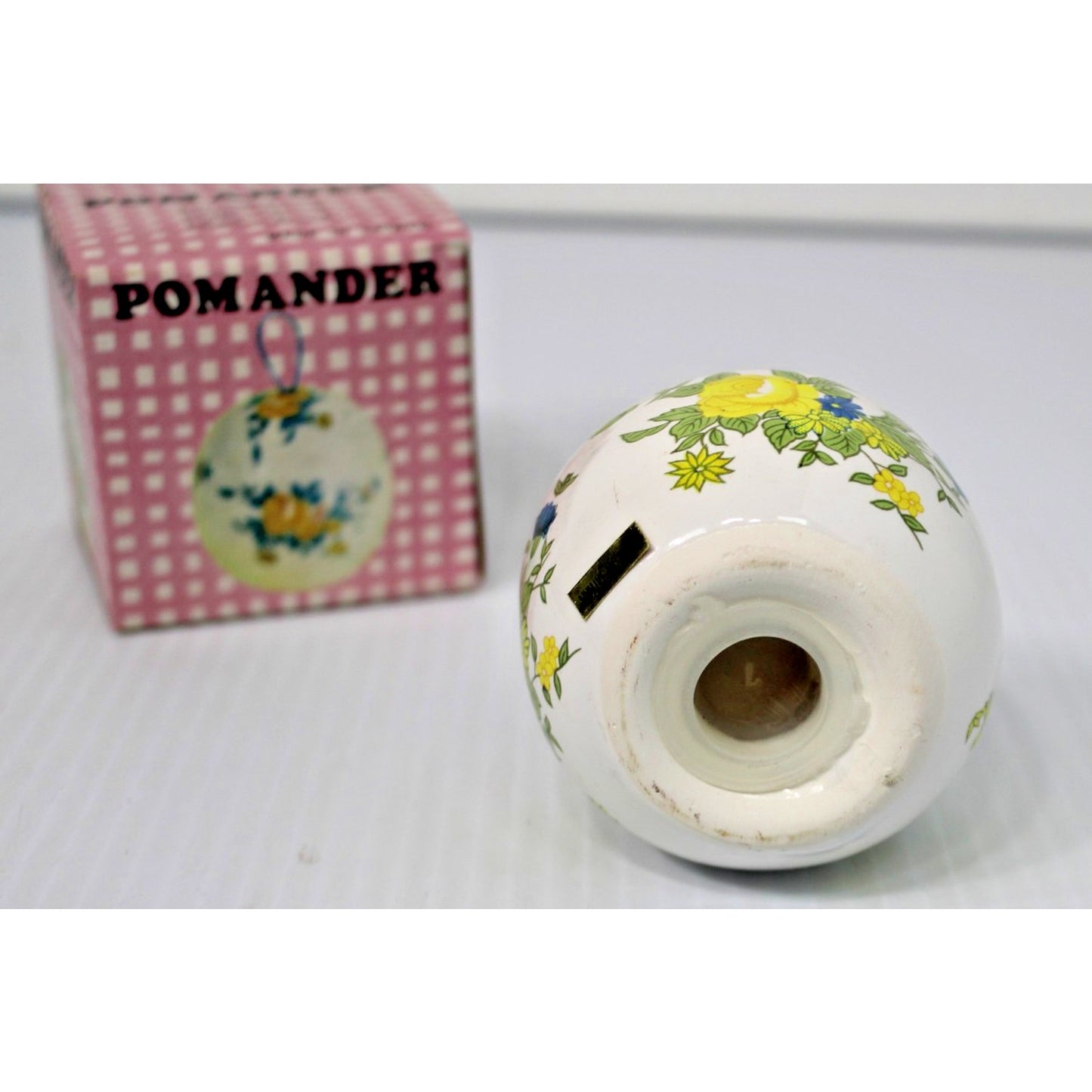 Vintage NOS New Old Stock Ceramic Pomander Potpourri 2.5" Floral Home Scent Ball