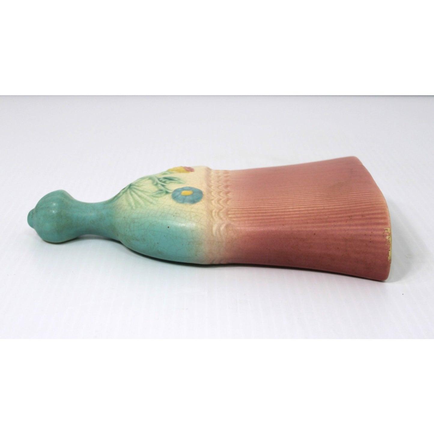 Hull Art Pottery Wall Pocket, Bow Knot Pattern, Whisk Broom Shape, 1949