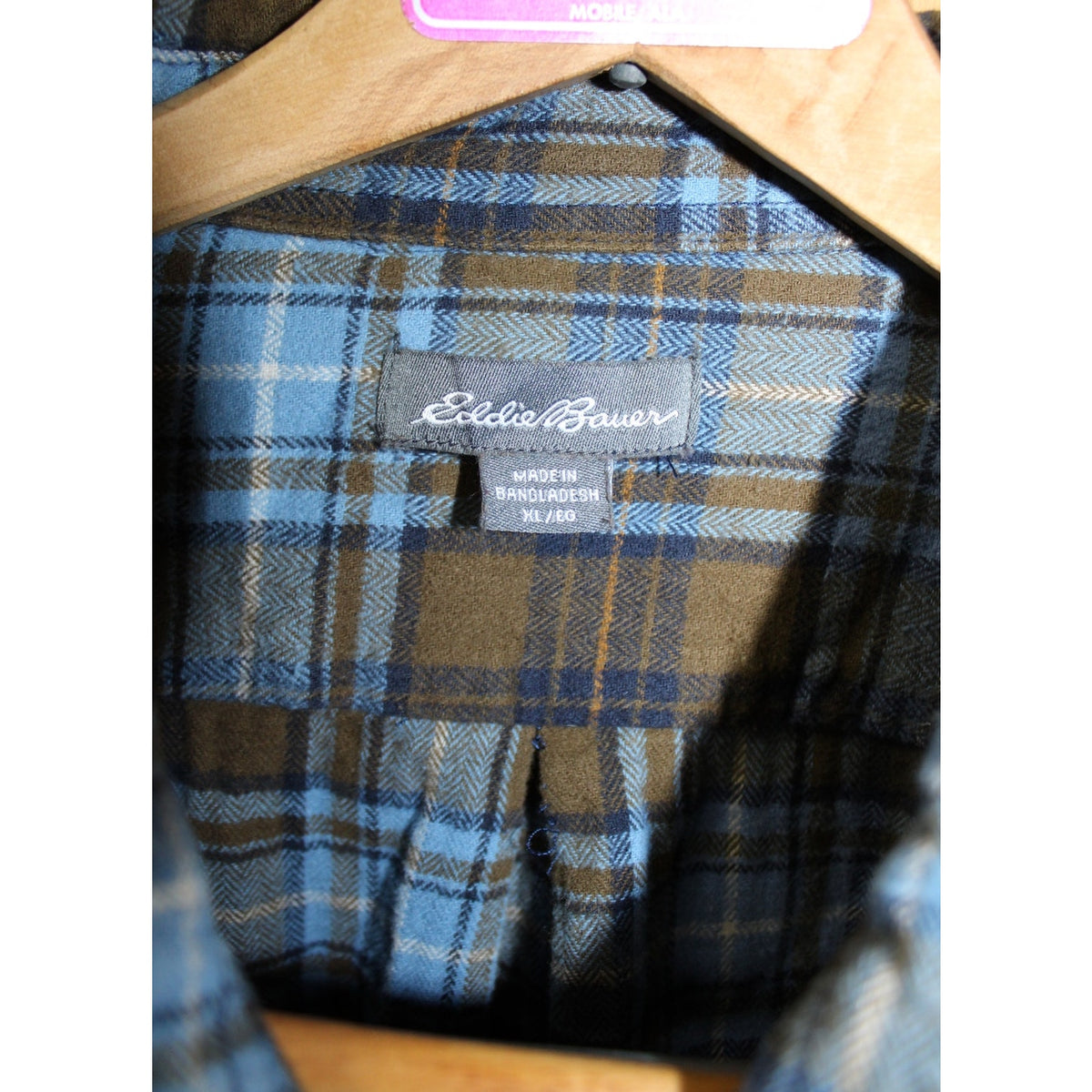 Eddie Bauer Men's XL Bristol Flannel Shirt in Deep Denim Plaid