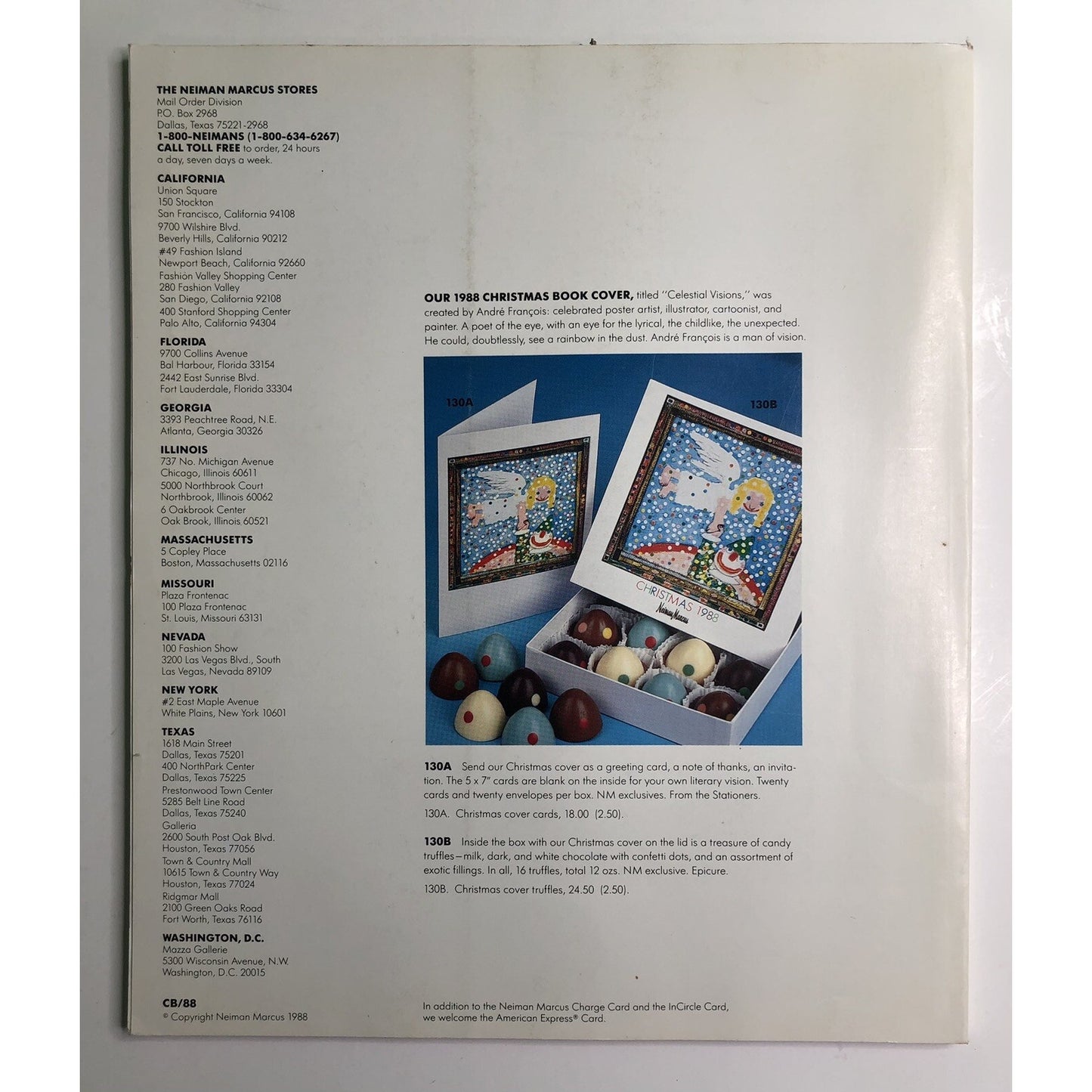 1988 Neiman Marcus Christmas Book Catalog Vintage Cover Art By Andre Francois
