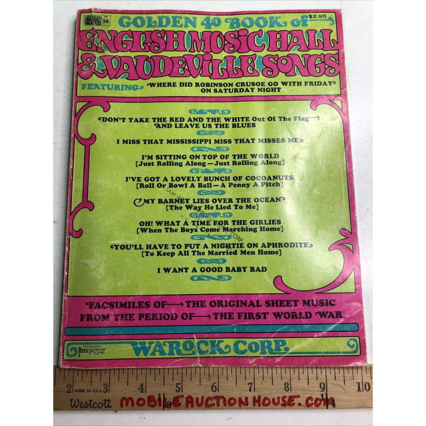 Music Book Golden 40 Book Of English Music Hall & Vaudeville Songs Vintage