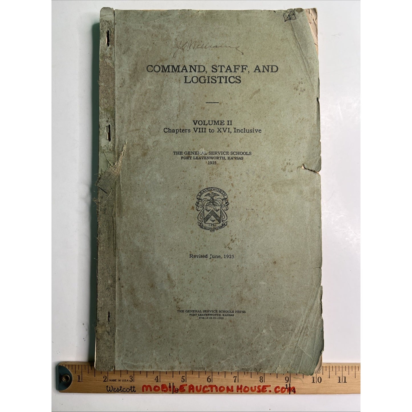 Command, Staff & Logistics Vol 2 Fort Leavenworth Kansas 1925 General Service