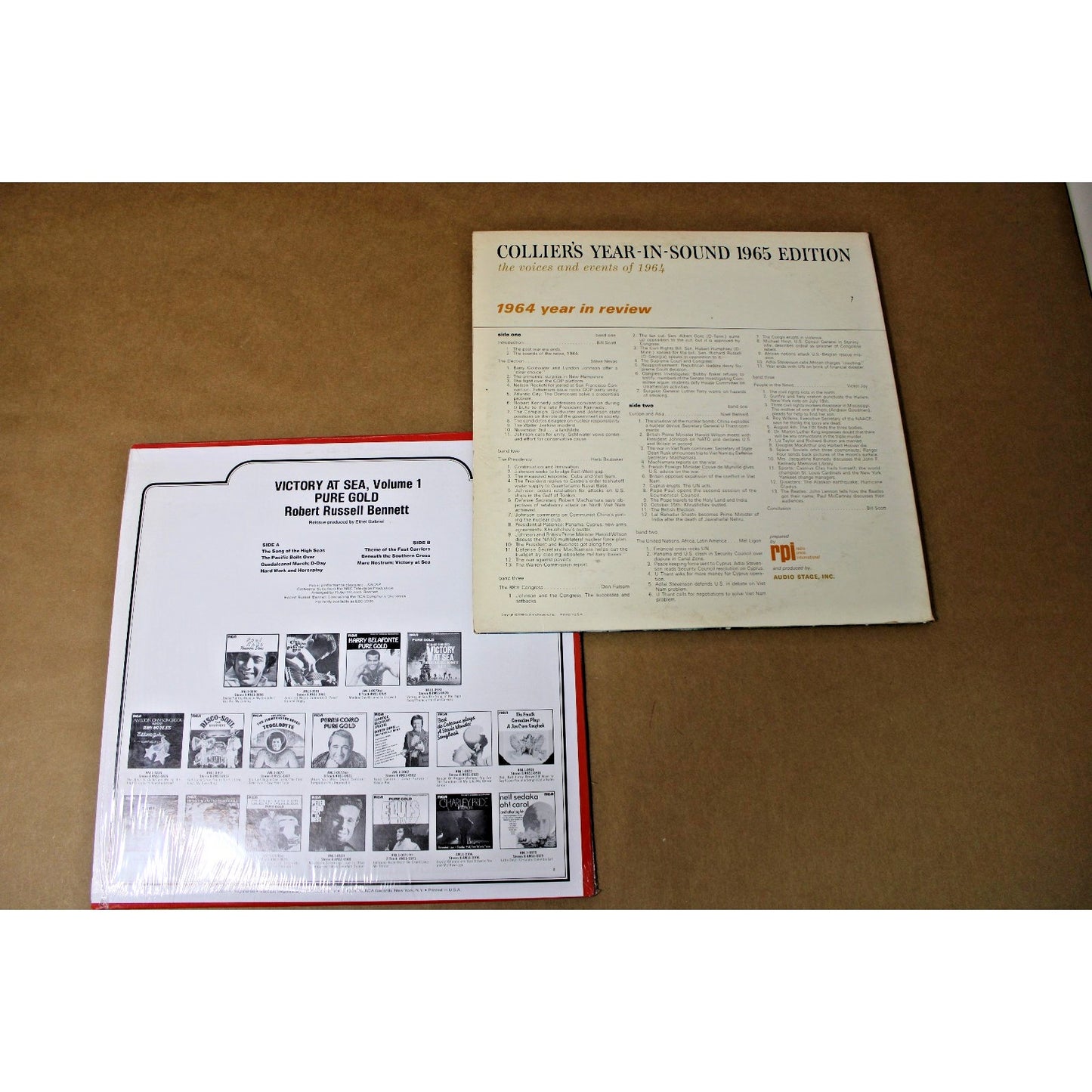 Lot of 2 History Albums, Victory at Sea, 1965 Year-in-Sound, Educational