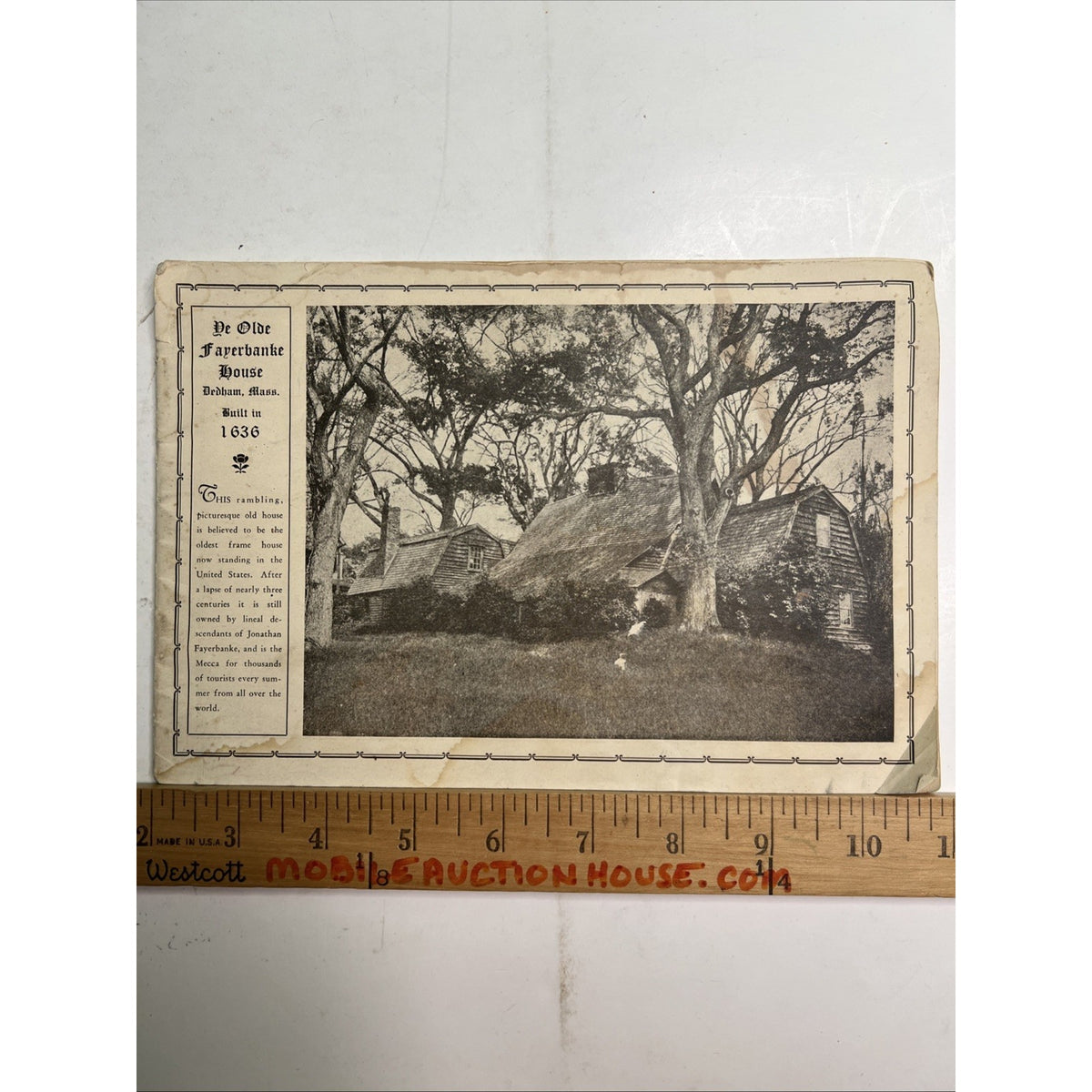 Vintage Booklet Ye Olde Fayerbanke House Of Dedham Massachusetts Built In 1636