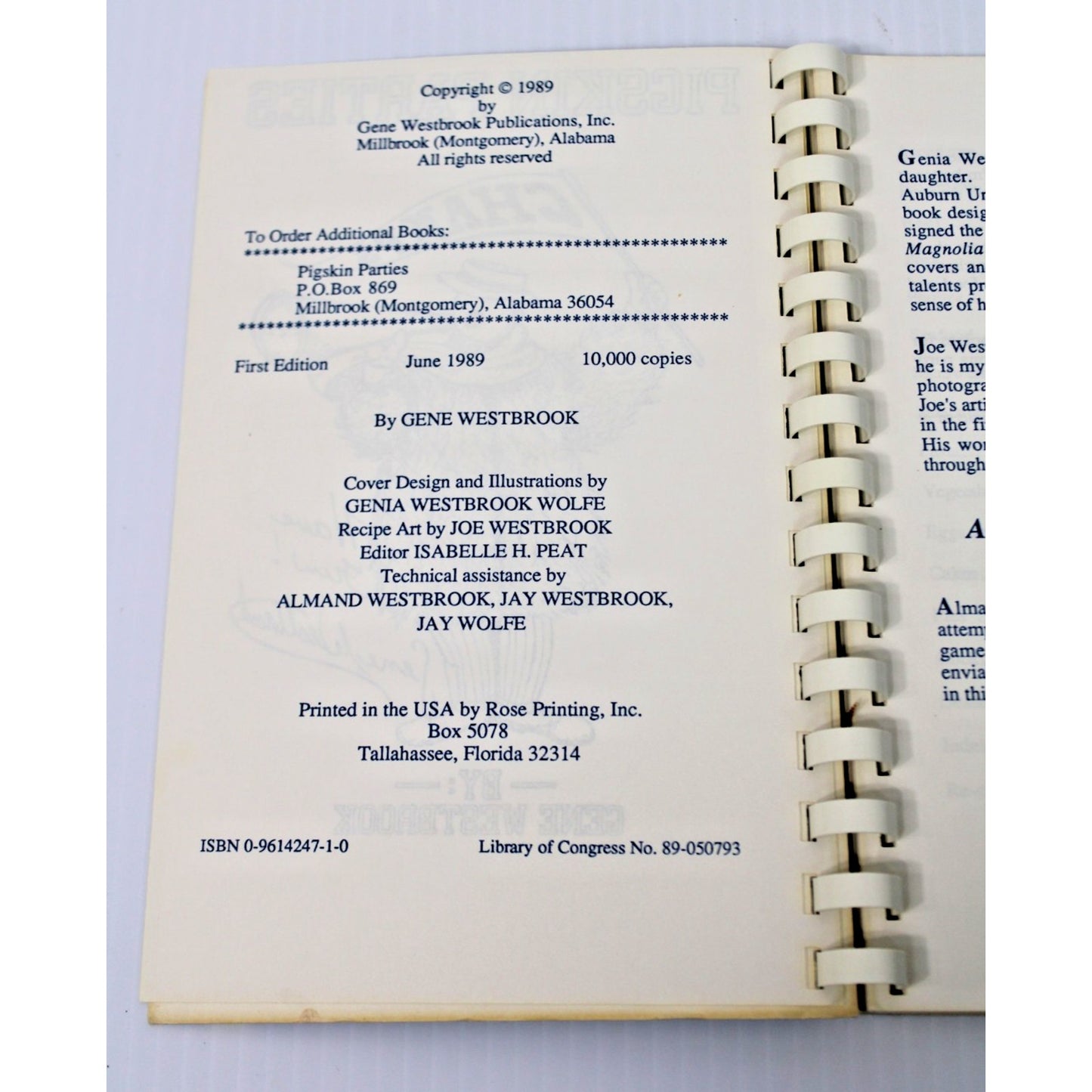 Pigskin Parties: Fun Foods by Gene Westbrook, 1989 Vintage Spiral 1st Edition