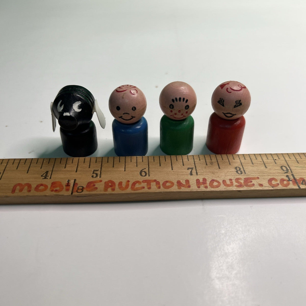 Vintage Fisher Price 1966 Wooden Little People Dog Lot 4 For Ferris Wheel # 969