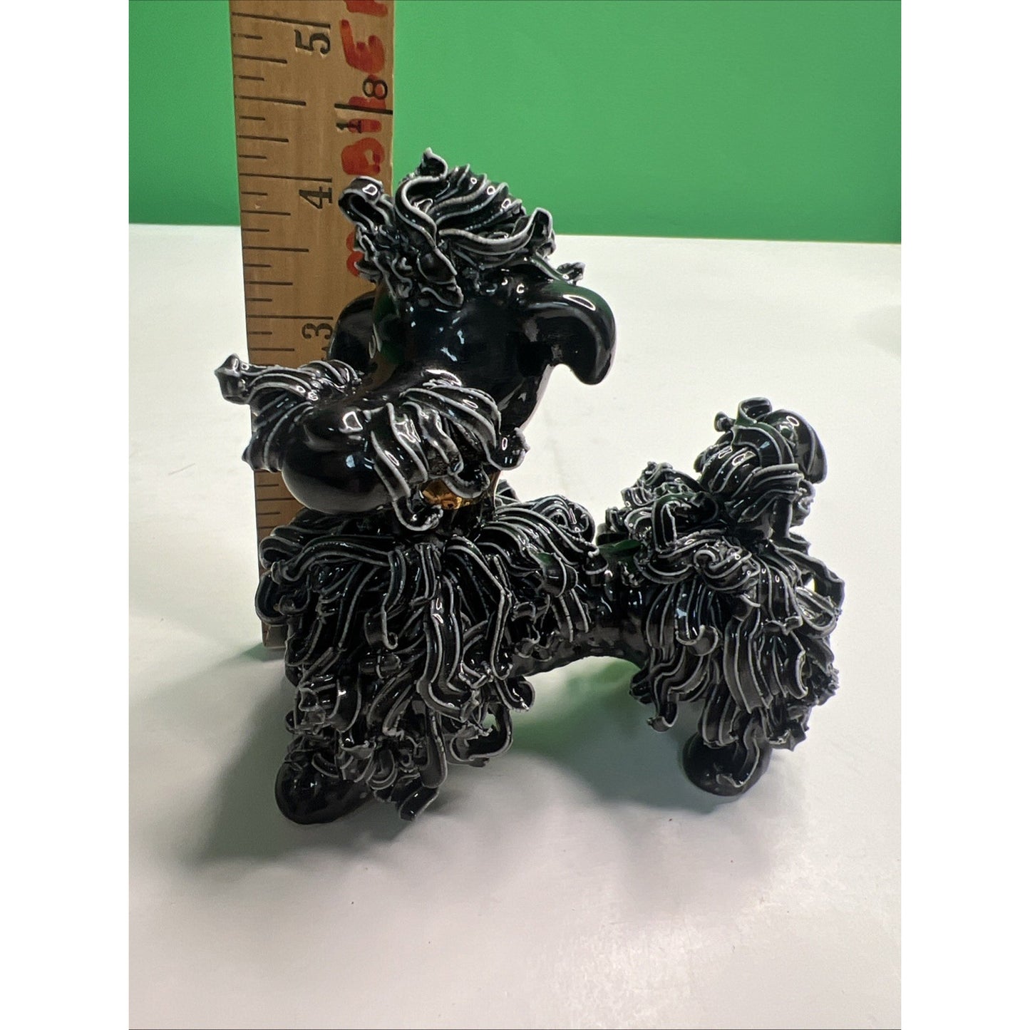 Vintage Sassy MCM Black Ceramic Spaghetti Poodle Dog Retro Kitsch 4.5” Figurine