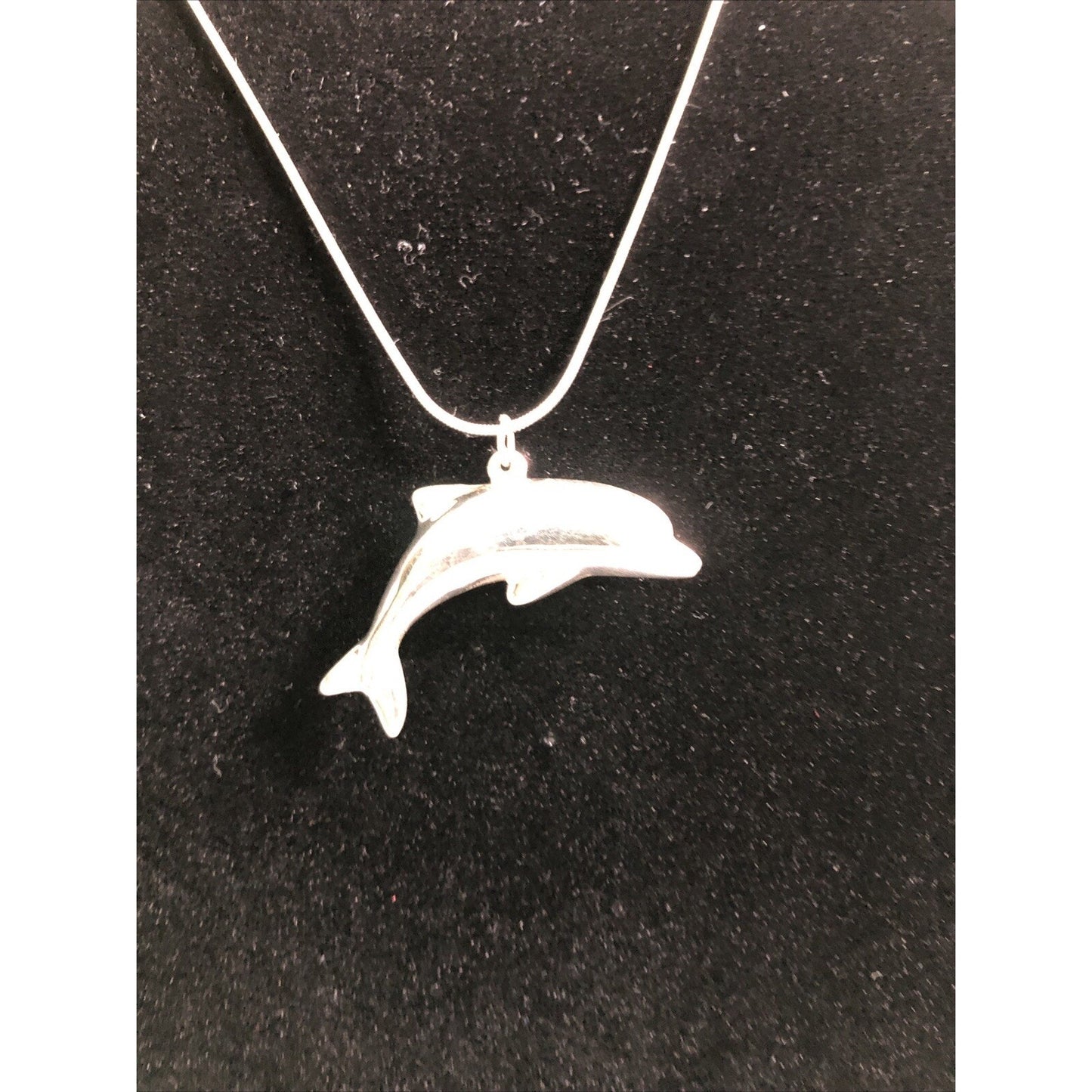 Sterling Silver 24” Snake Chain Large Dolphin Pendant & Hook Earrings Set