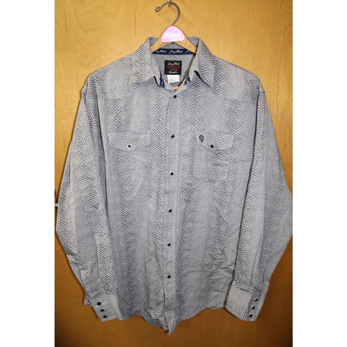 Wrangler George Strait Troubadour Men's XL Grey Snakeskin Print Western Shirt
