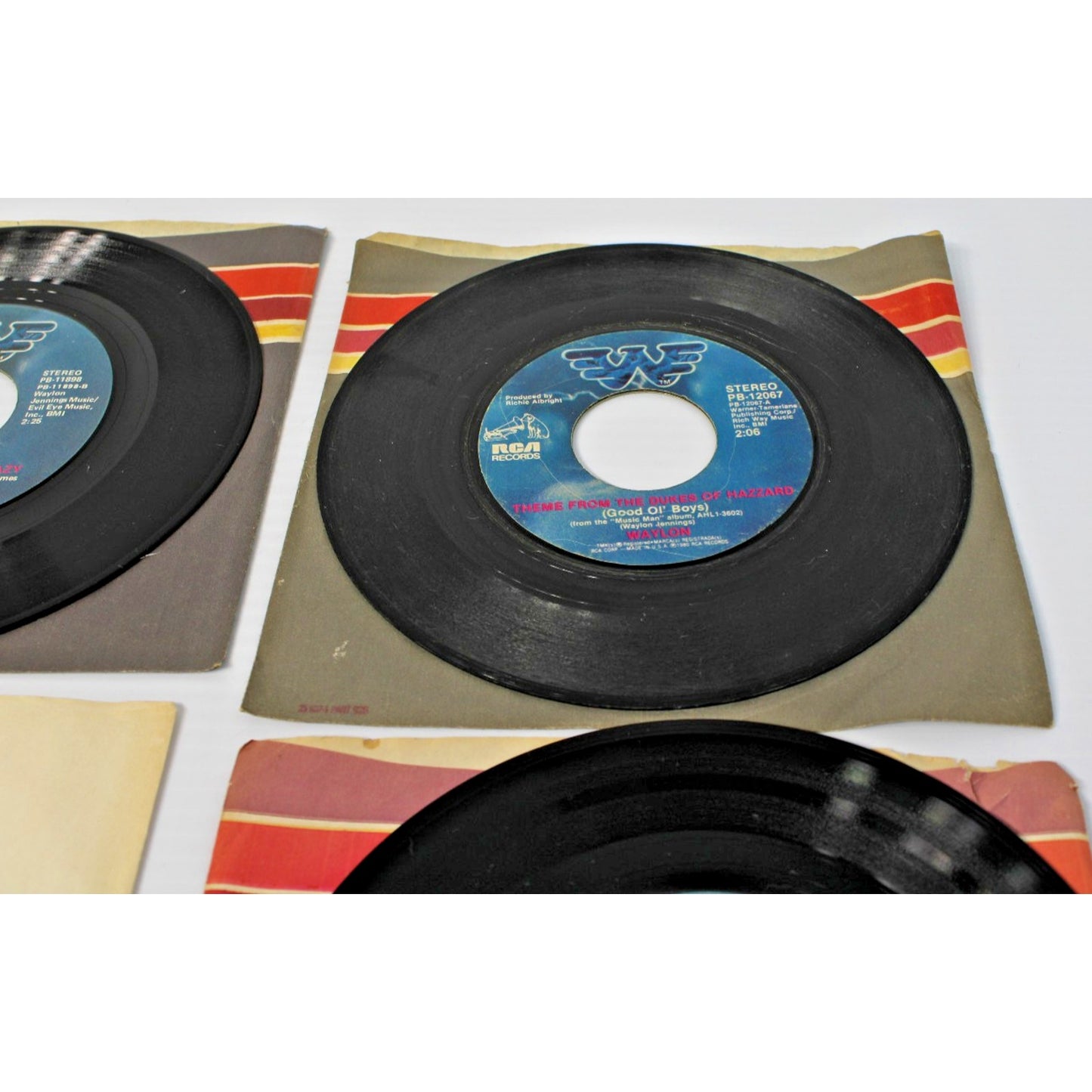 Waylon Jennings- Four 7" Country 45 RPMs- Luckenbach, Dukes of Hazzard, More