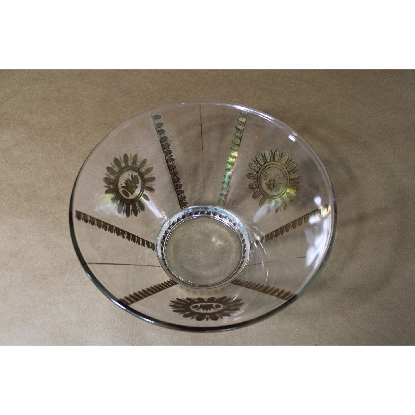 Vintage 1960s Georges Briard Punch Bowl, MCM Black Gold ‘Regalia’ Crown Pattern