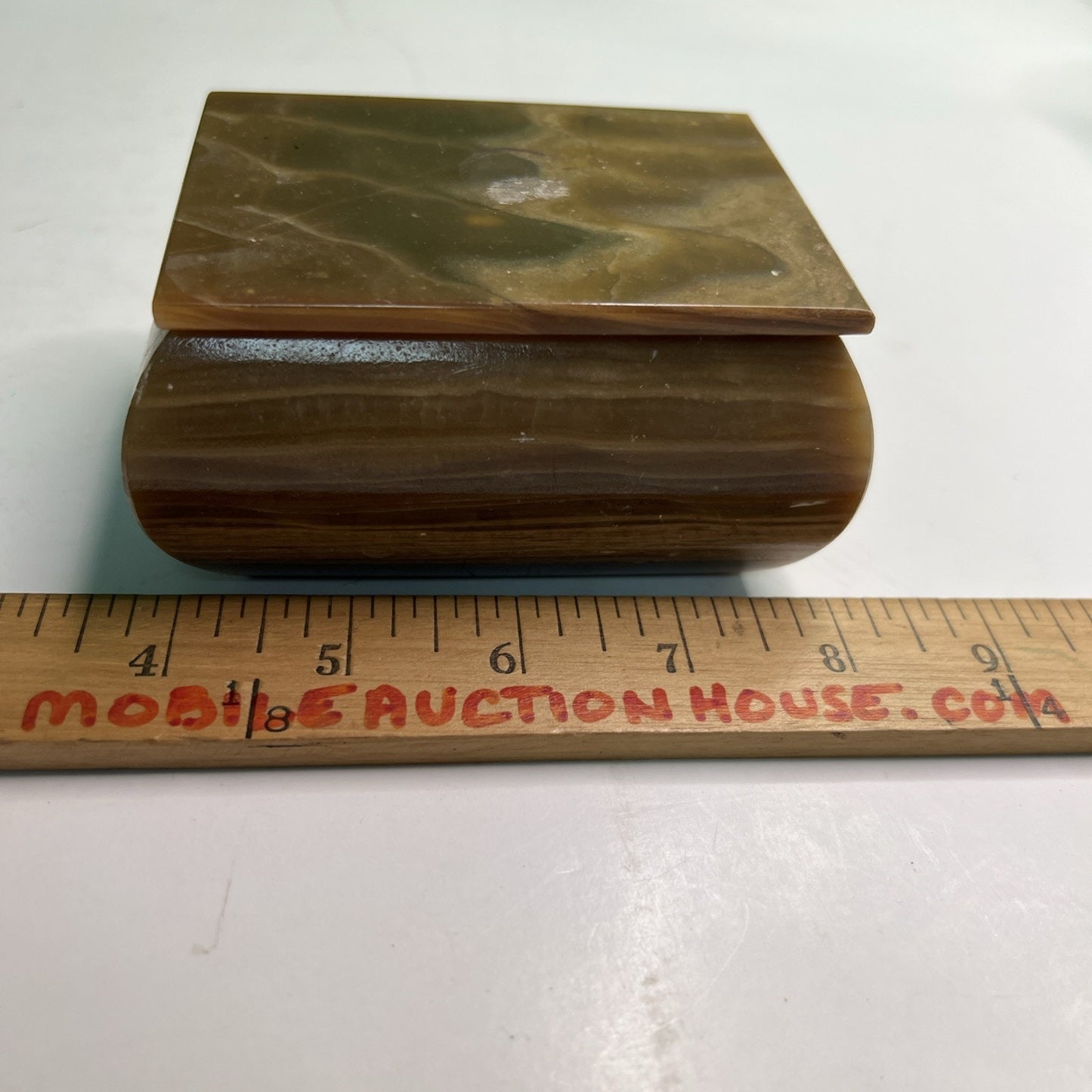 Carved Soapstone Small Box Rectangular Trinket Vanity Natural Stone with Lid