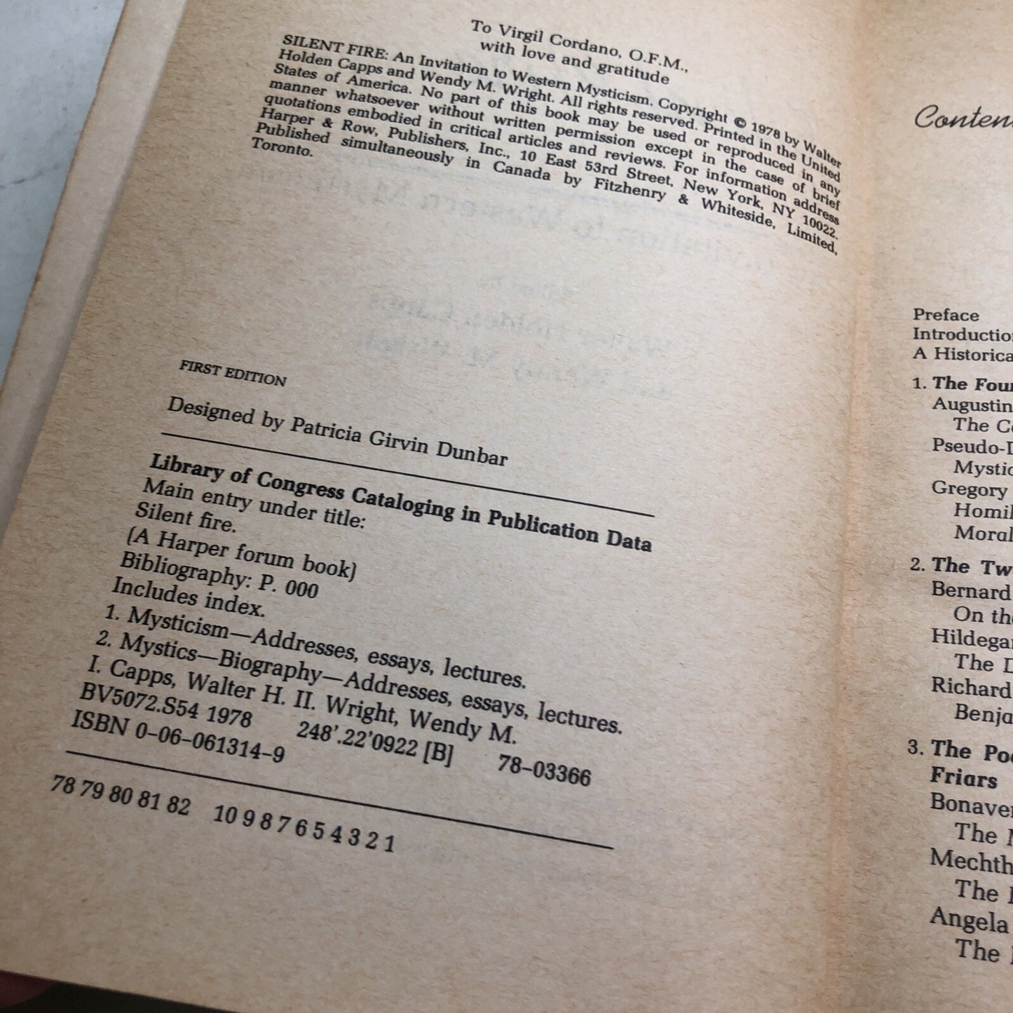 Silent Fire: An Invitation to Western Mysticism by Capps & Wright 1978 PB