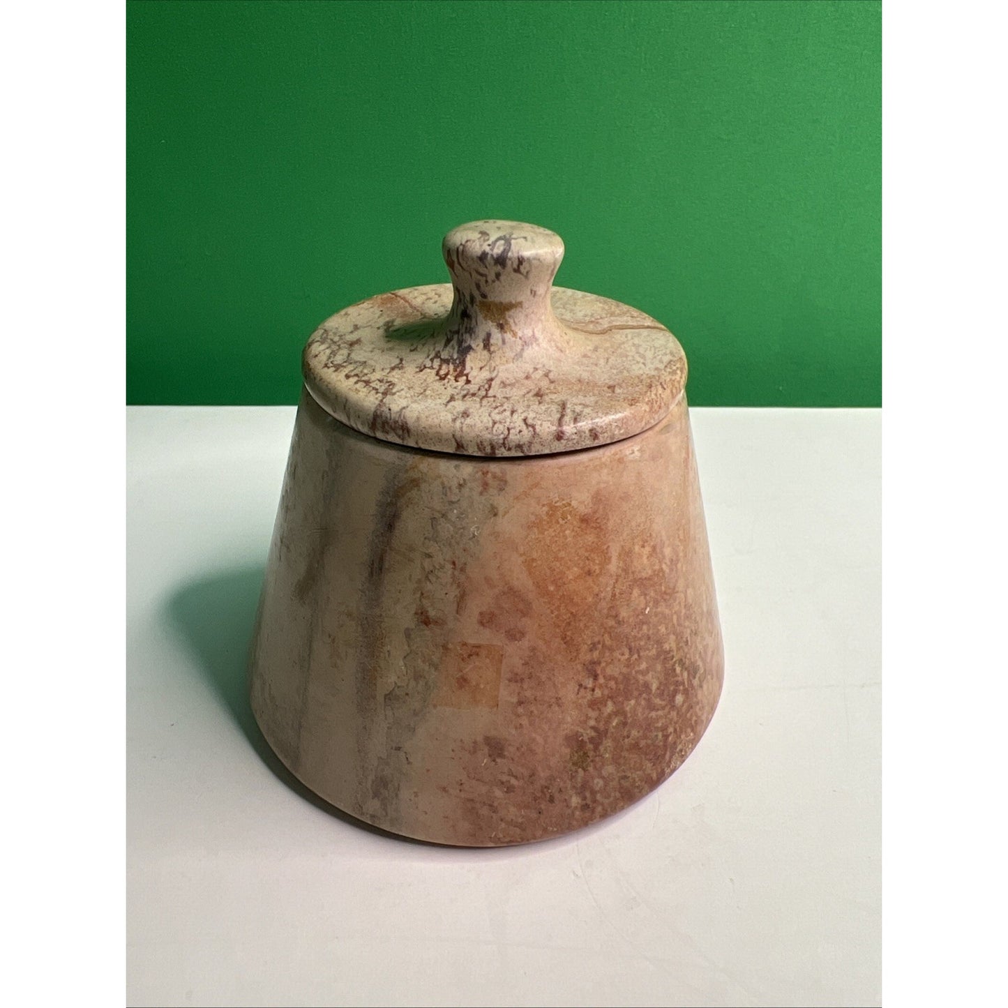 Carved Soapstone Small Jar Trinket Vanity Natural Stone with Lid