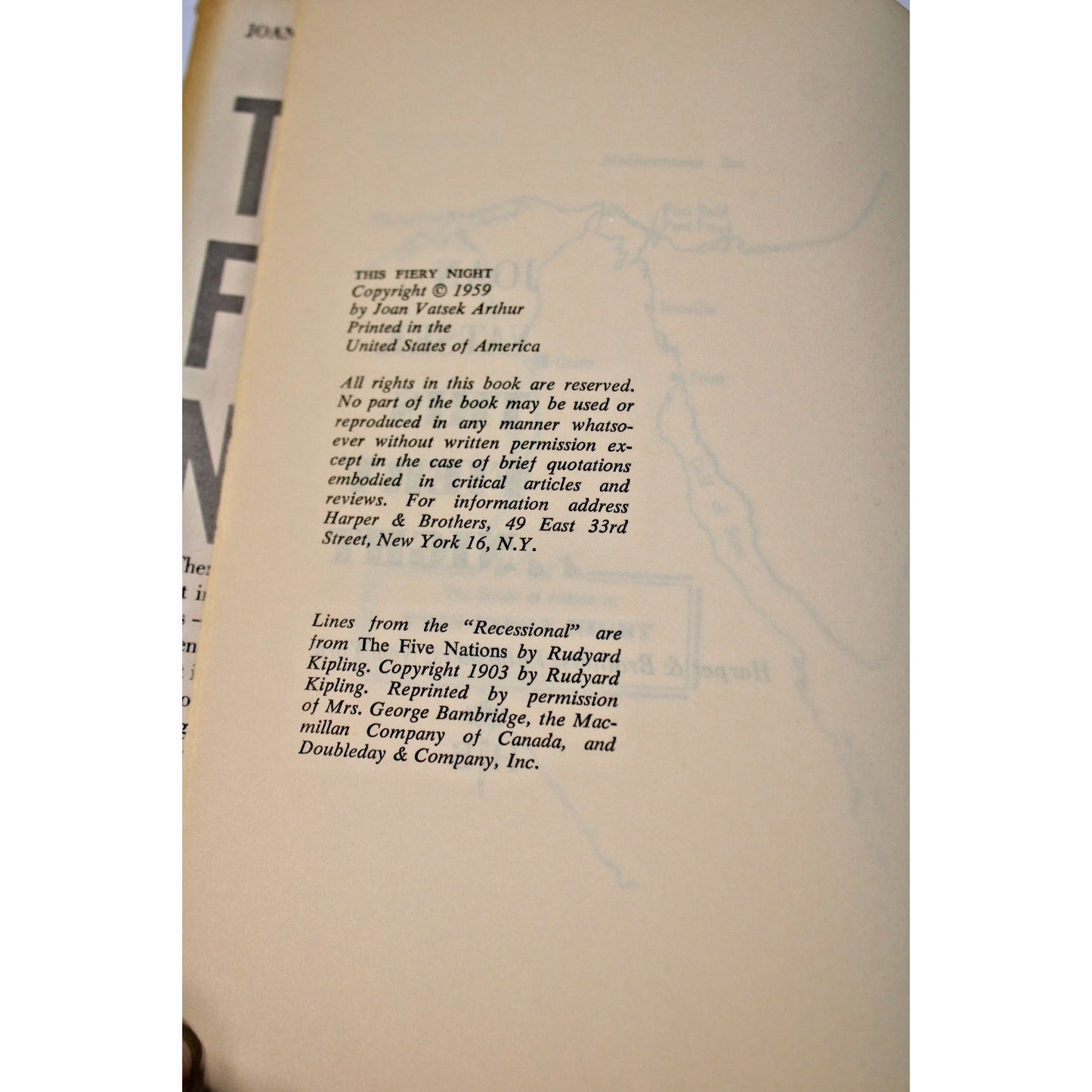 This Fiery Night by Joan Vatsek- Hardcover 1959 Book Club Edition