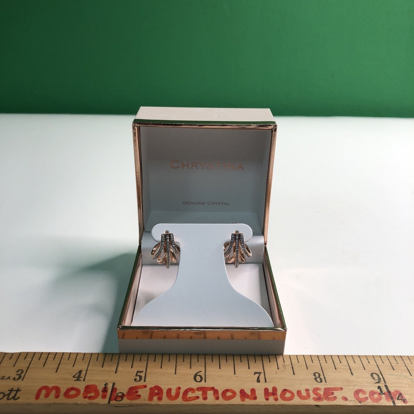 Chrystina Genuine Crystal Earrings New in Box Sparkly Dressy Rose Gold Tone