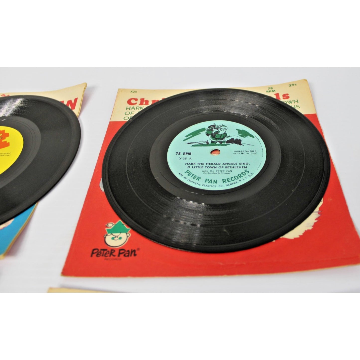 Children's Christmas 78 RPM Record + Sleeves Lot: Frosty, Rudolph, Santa Claus